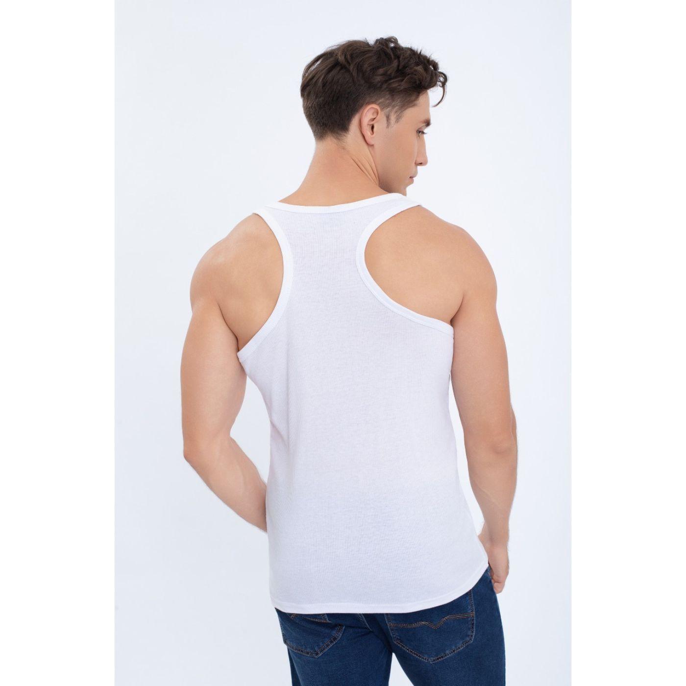 Camiseta Hombre Elasticada Sin Manga Acanalada Algodón 7610-3