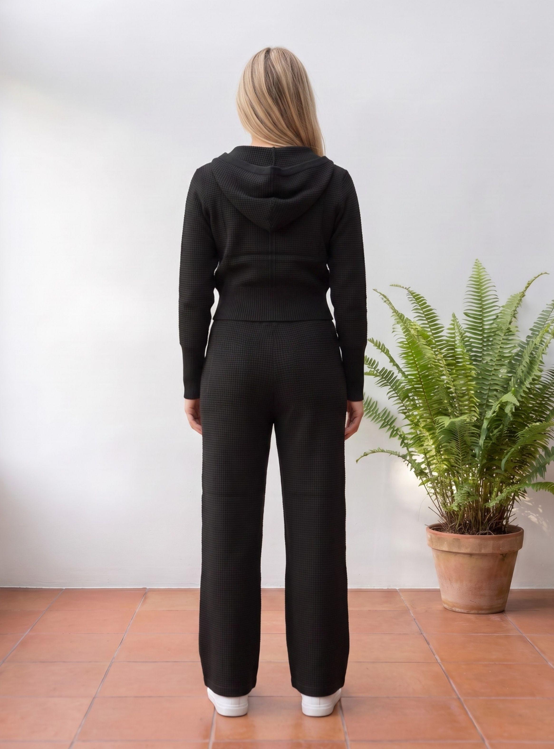 Conjunto 2 Piezas Mujer Tejido Lanilla Texturizado Sweater + Pantalón Cierre 5097-1