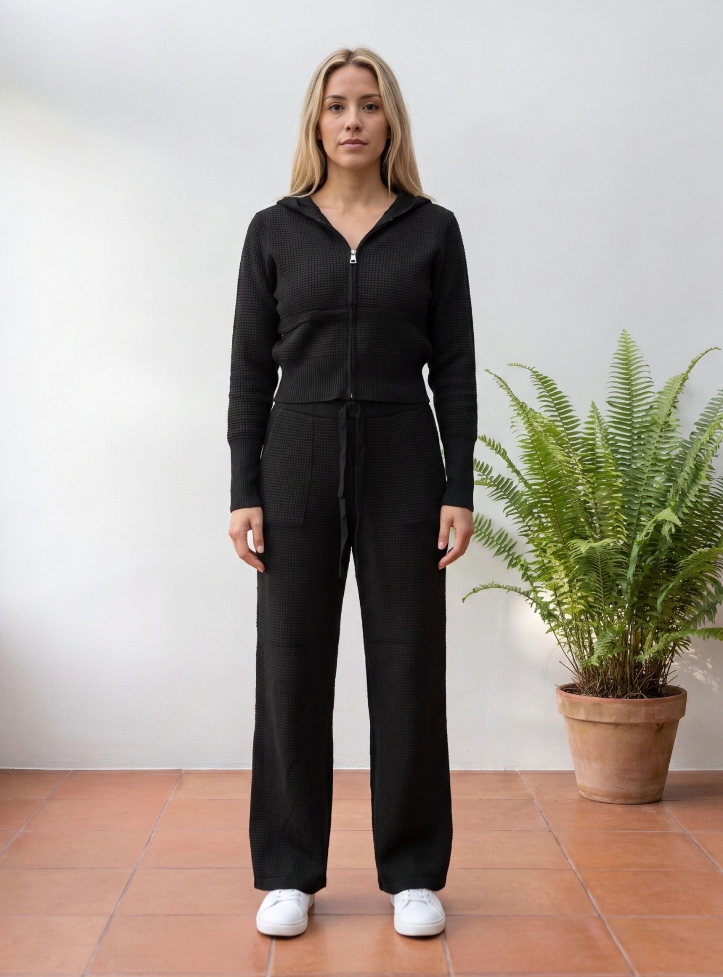 Conjunto 2 Piezas Mujer Tejido Lanilla Texturizado Sweater + Pantalón Cierre 5097-2