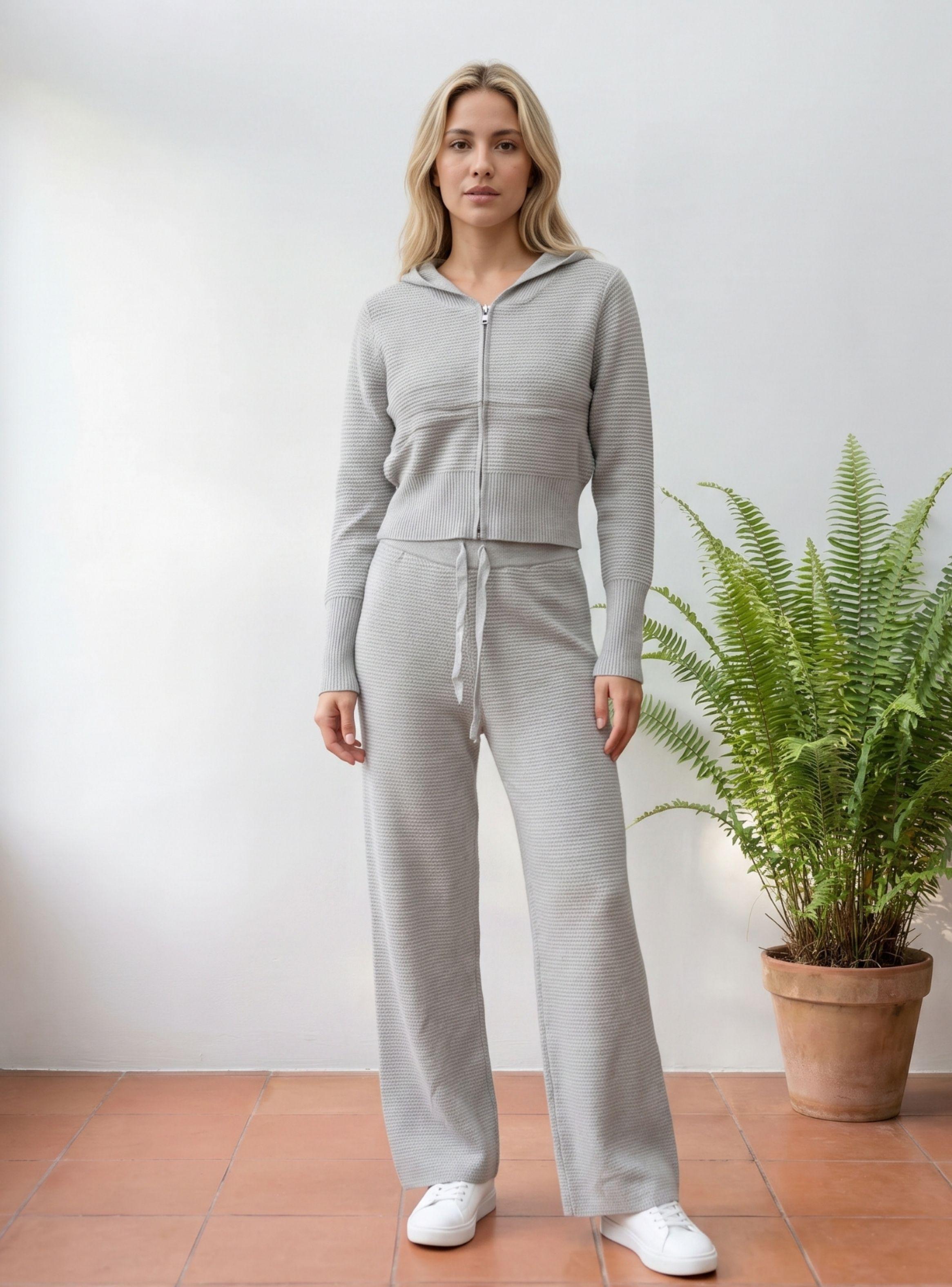 Conjunto 2 Piezas Mujer Tejido Lanilla Texturizado Sweater + Pantalón Cierre 5097-0