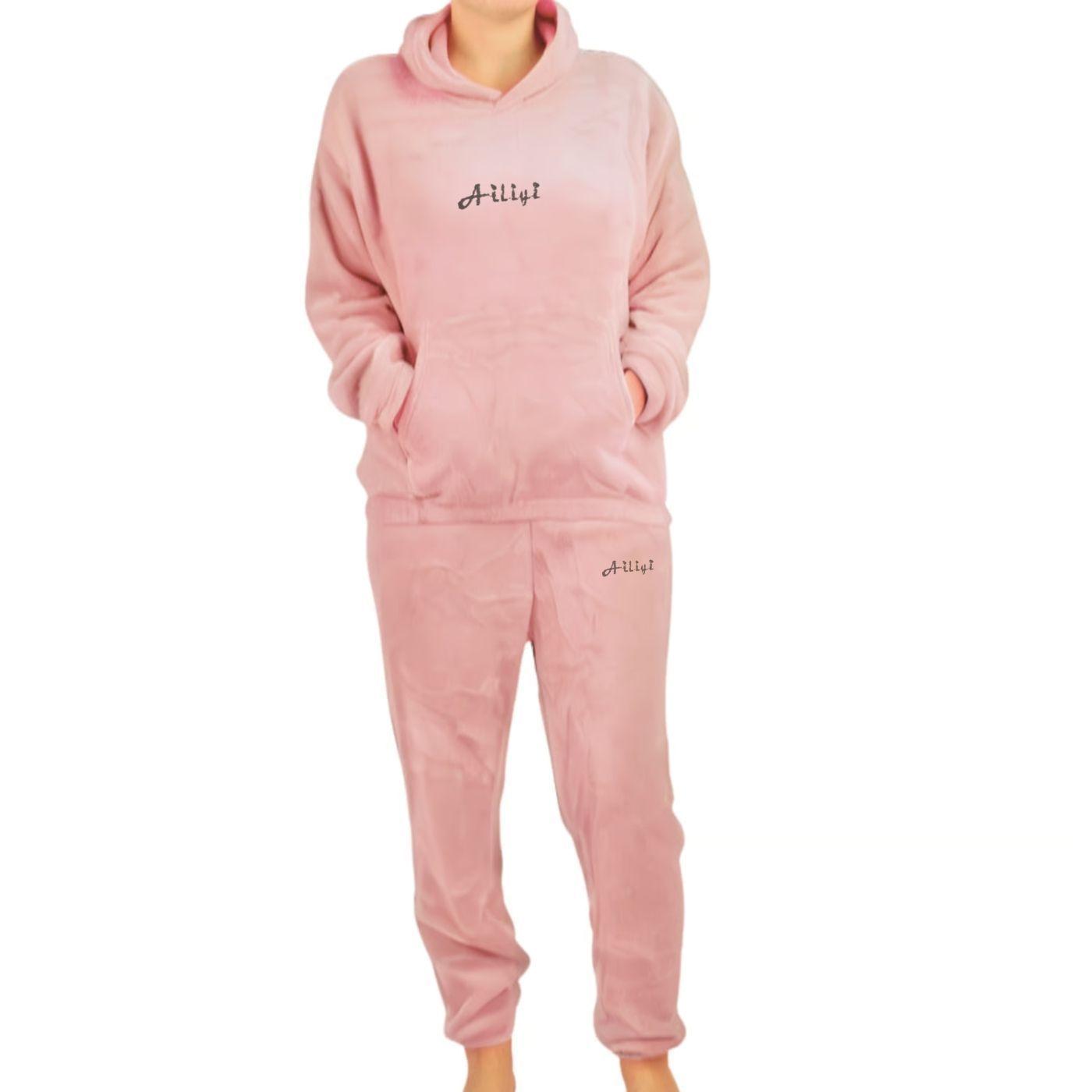 Pijama Mujer Polar Invierno Con Gorro Excelente Calidad 1763-0