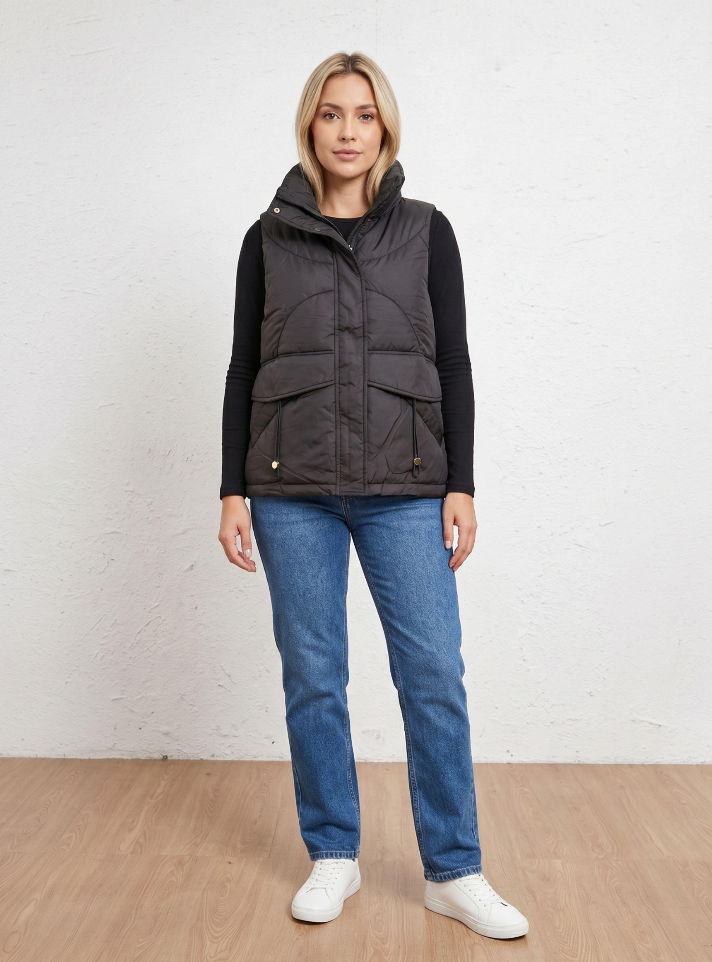 Parka Mujer Sin Mangas Chaqueta Puffa Acolchada Sin Gorro 8020-2