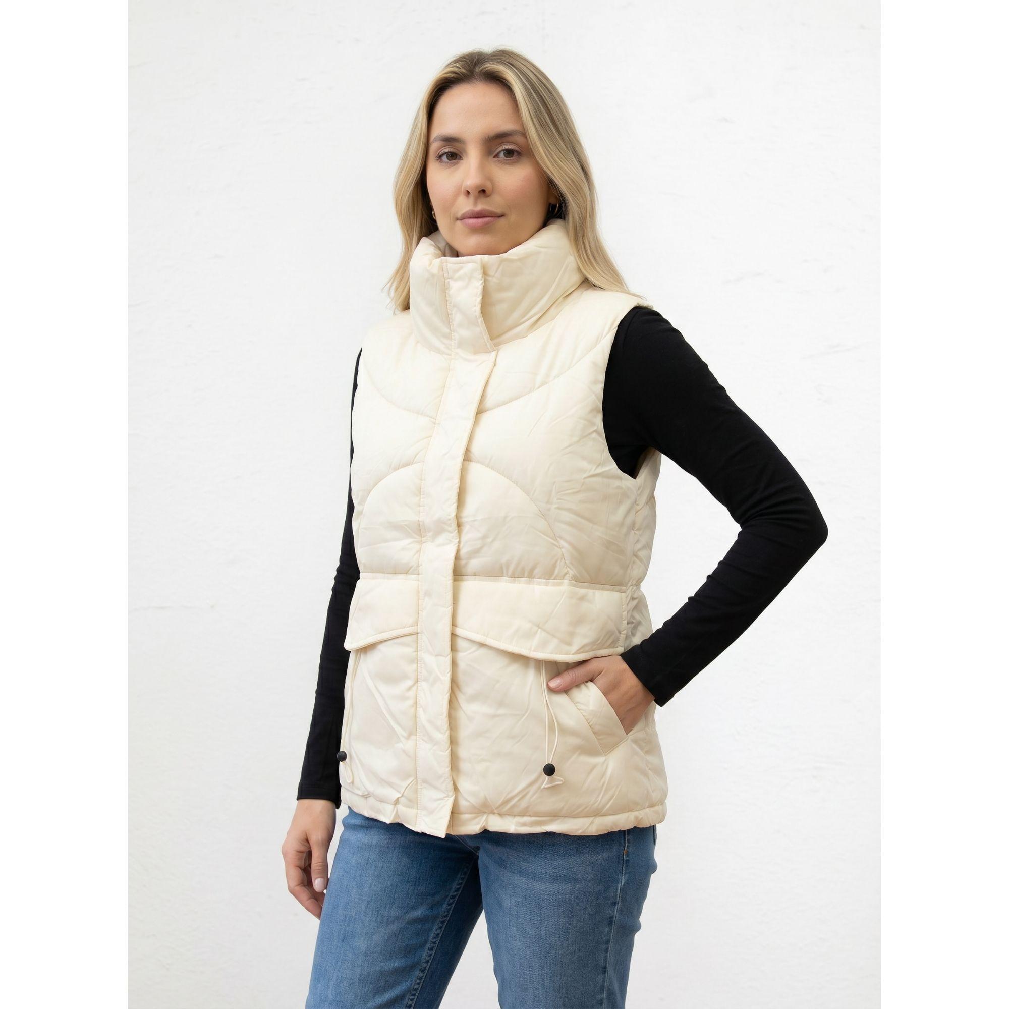 Parka Mujer Sin Mangas Chaqueta Puffa Acolchada Sin Gorro 8020-0