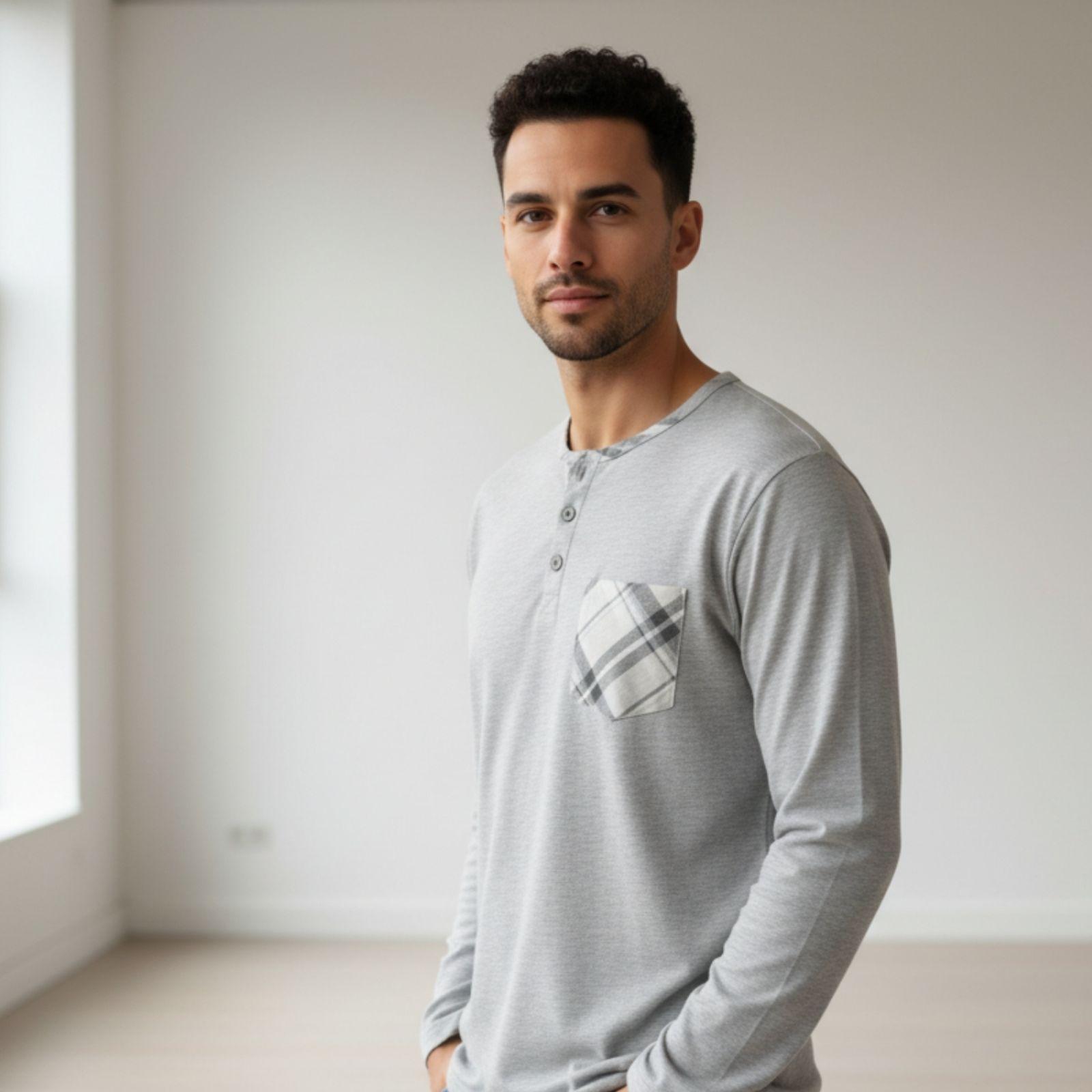 Pijama Hombre Manga Larga Pantalon Largo Verano 4026-2