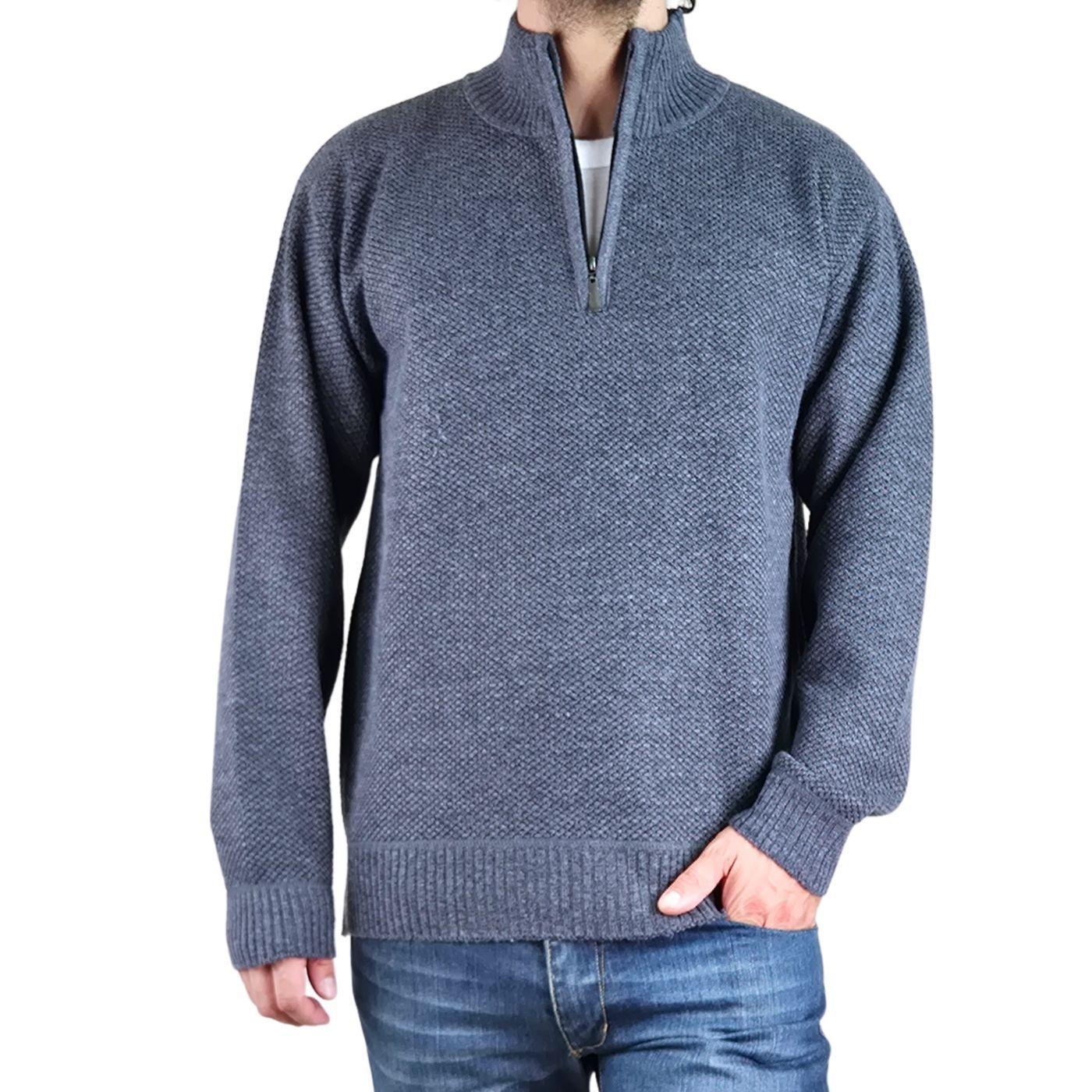 Sweater Hombre Frizado Tejido Cuello Alto Cierre Colores 2097-0