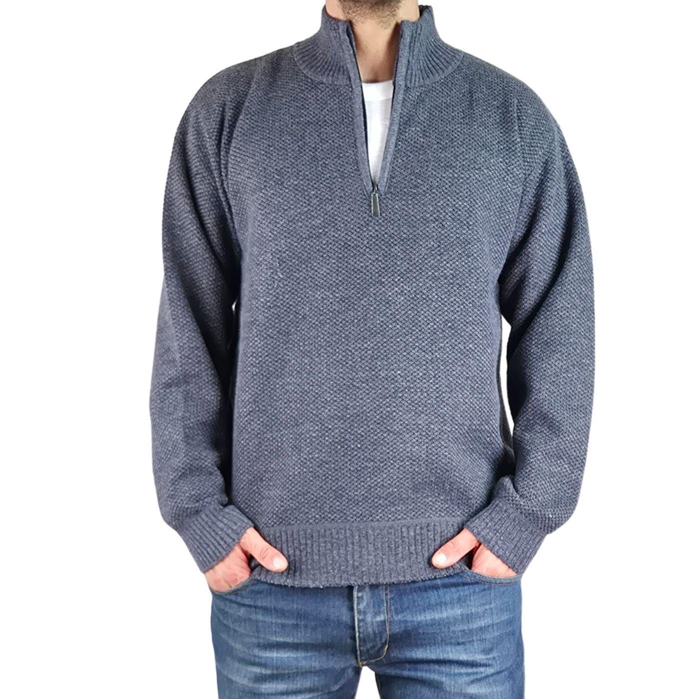 Sweater Hombre Frizado Tejido Cuello Alto Cierre Colores 2097-1