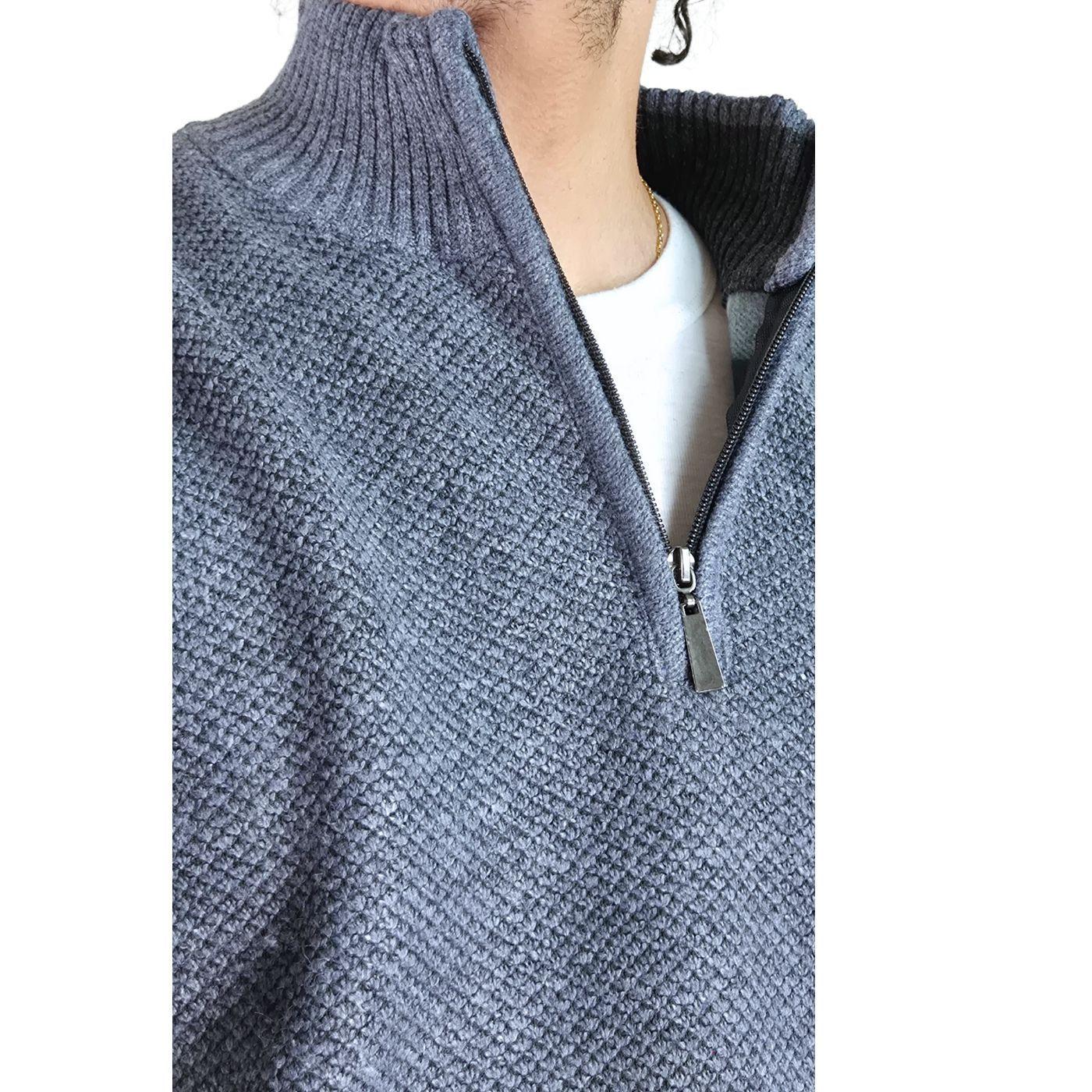 Sweater Hombre Frizado Tejido Cuello Alto Cierre Colores 2097-2