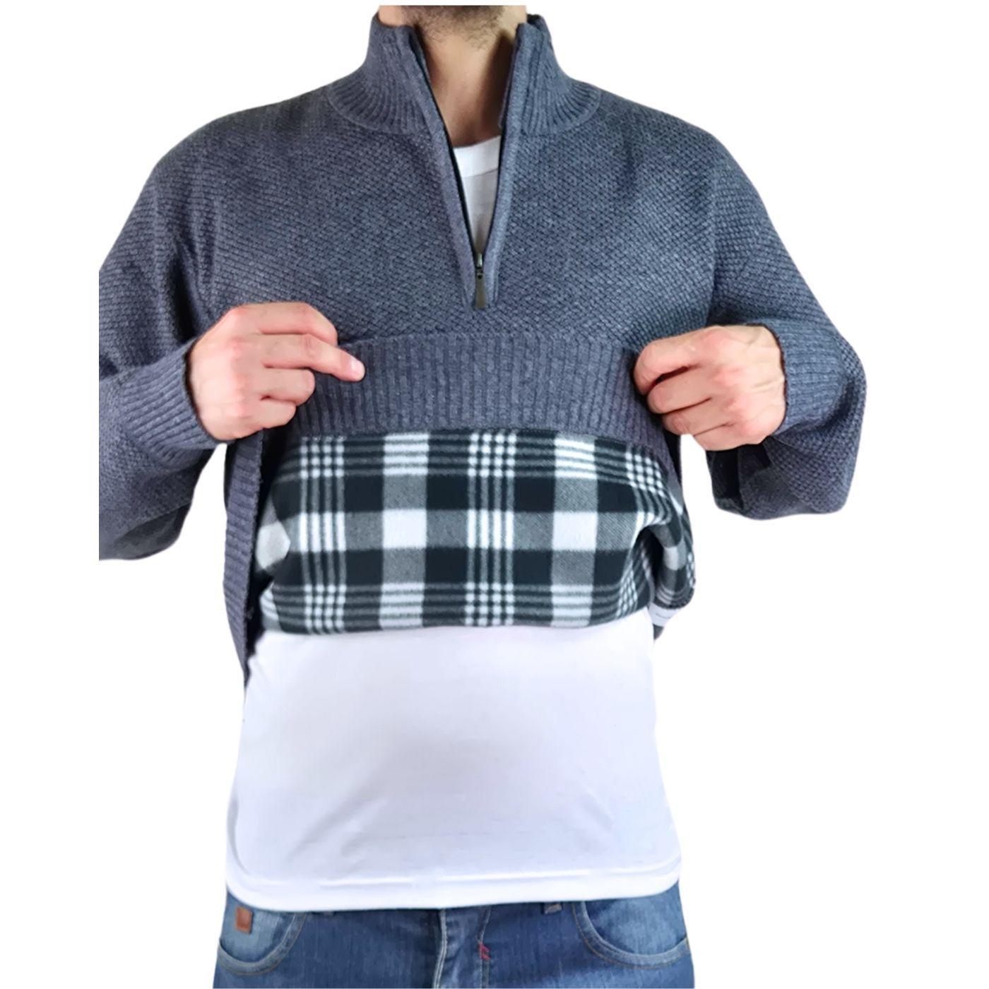 Sweater Hombre Frizado Tejido Cuello Alto Cierre Colores 2097-3