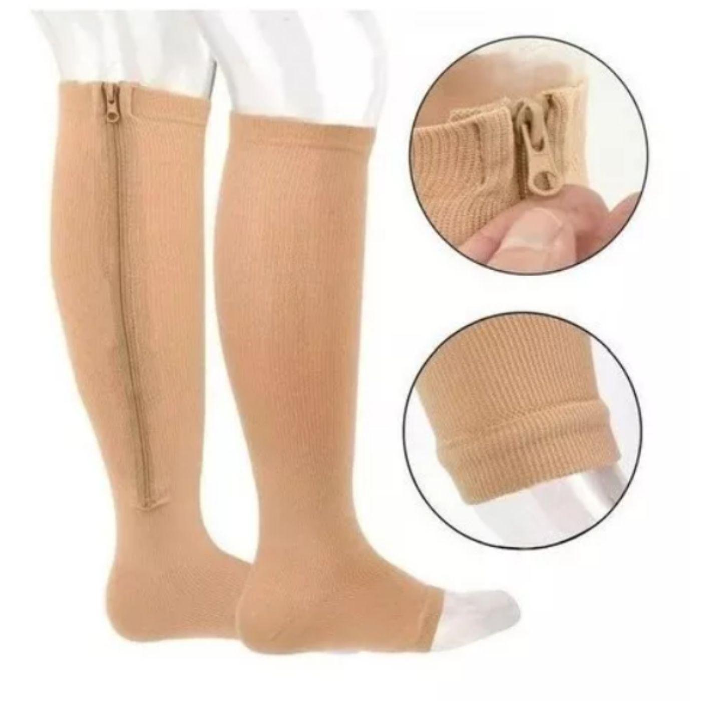 Pack 2 Pares Calcetas Larga Medias Compresión Varices Con Cierre 84-2