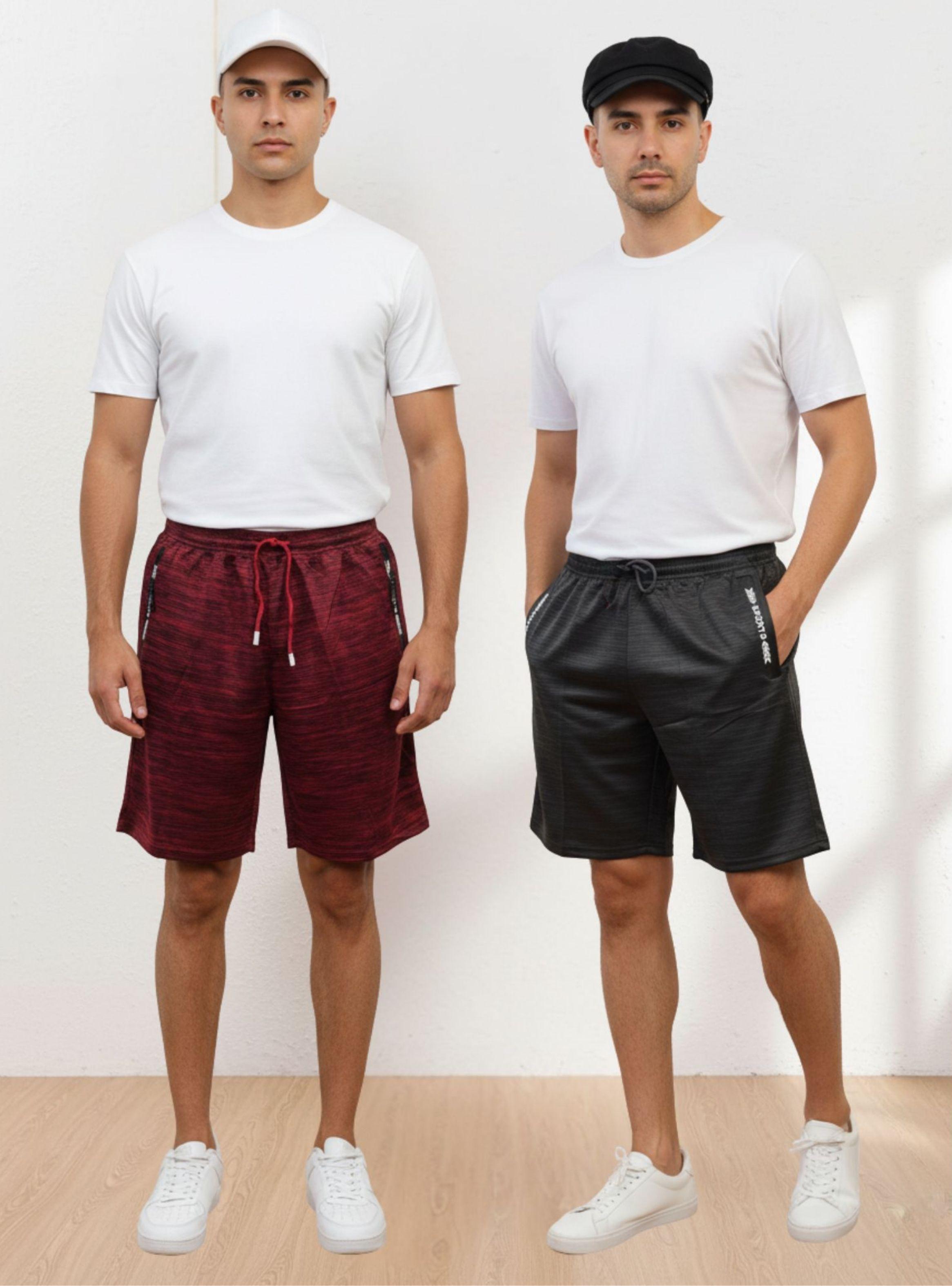 Pack 2 Short Bermuda Jaspeado Deportivo Hombre Bolsillos Cierre A557-0