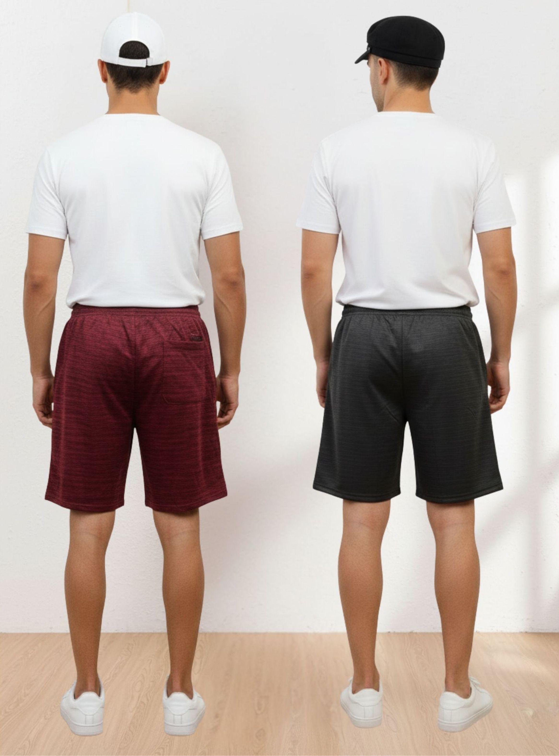 Pack 2 Short Bermuda Jaspeado Deportivo Hombre Bolsillos Cierre A557-1