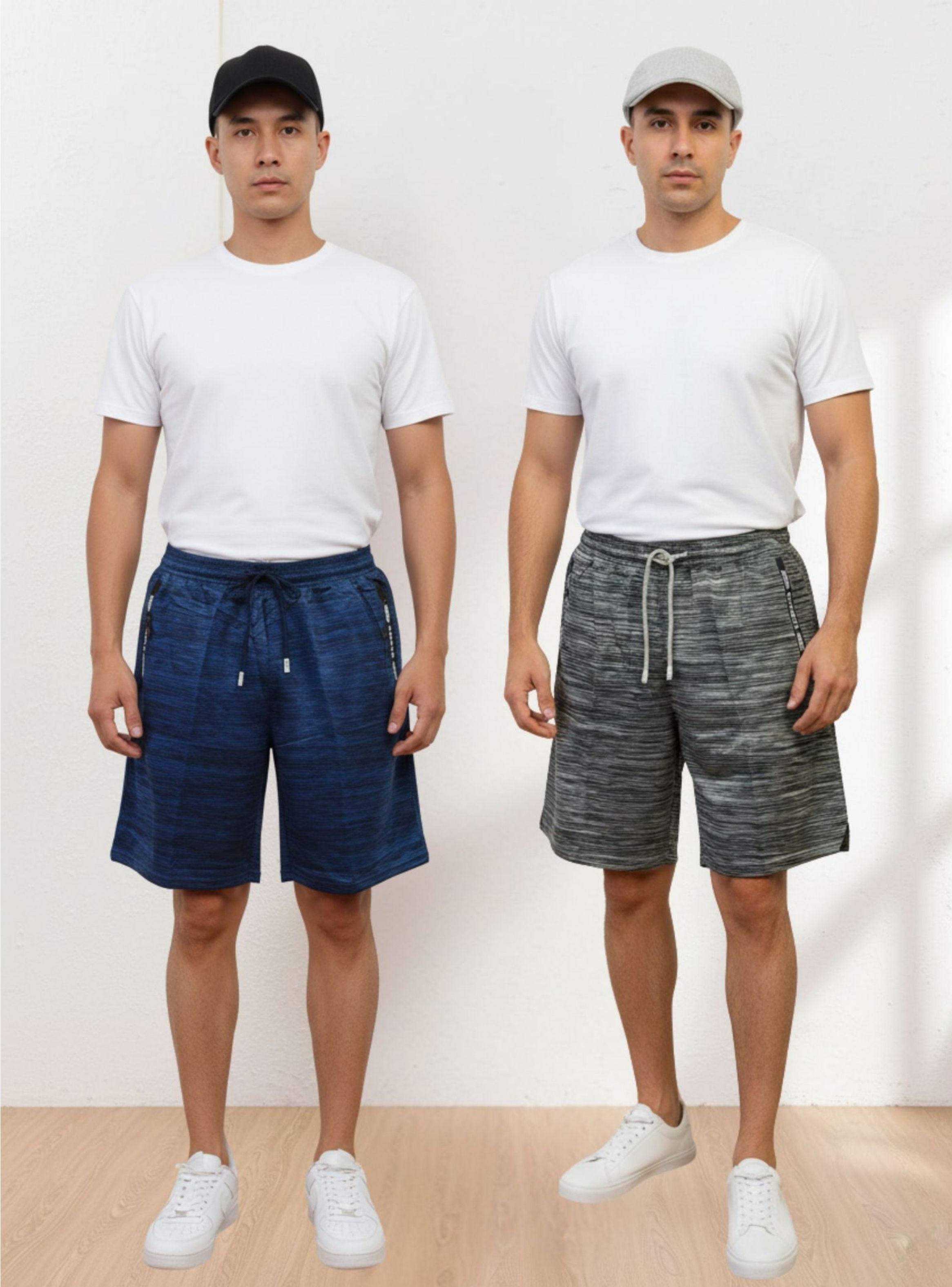 Pack 2 Short Bermuda Jaspeado Deportivo Hombre Bolsillos Cierre A557-0