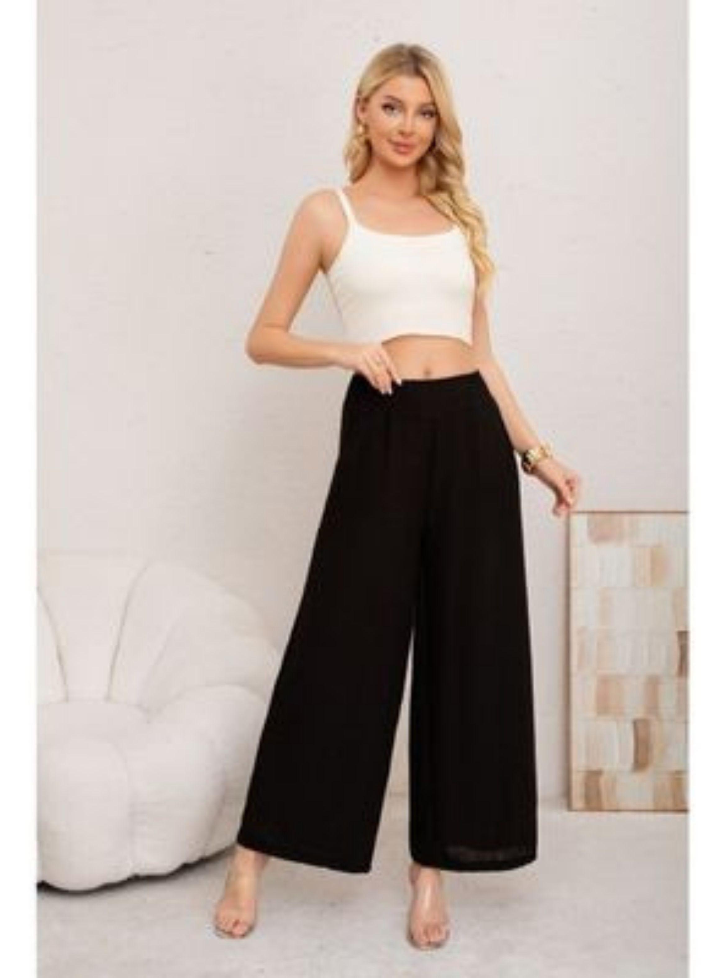 Pantalon Palazzo Mujer Verano Casual Pretina Alta Jaspeado 3010-1