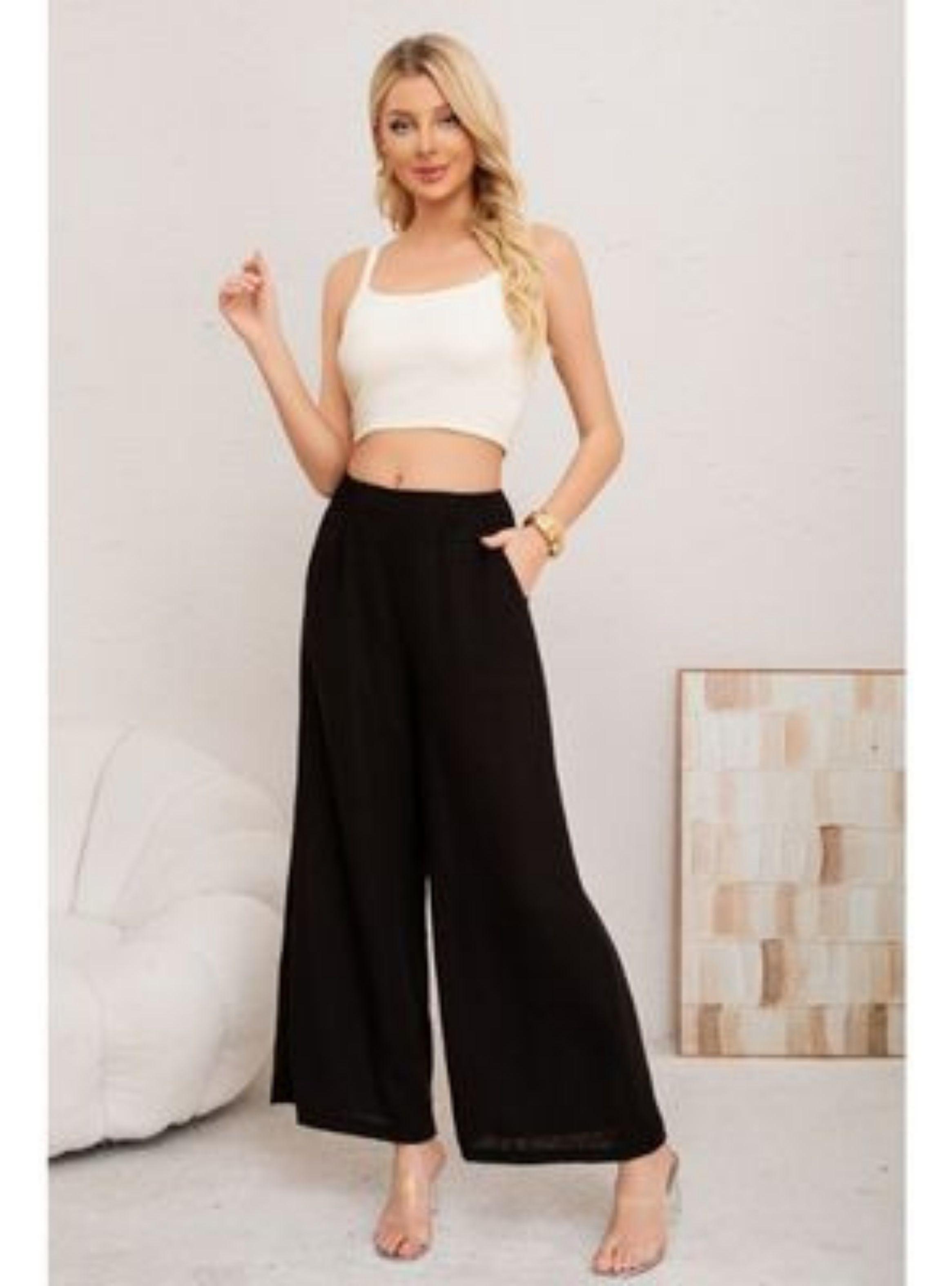 Pantalon Palazzo Mujer Verano Casual Pretina Alta Jaspeado 3010-2