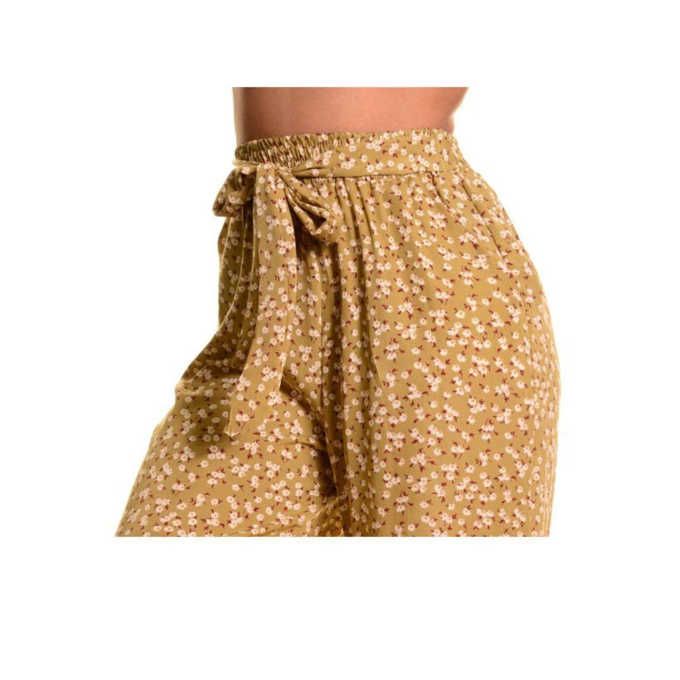 Pantalón Palazzo Mujer Cintura Elasticada Casual Eventos Flores 091-1