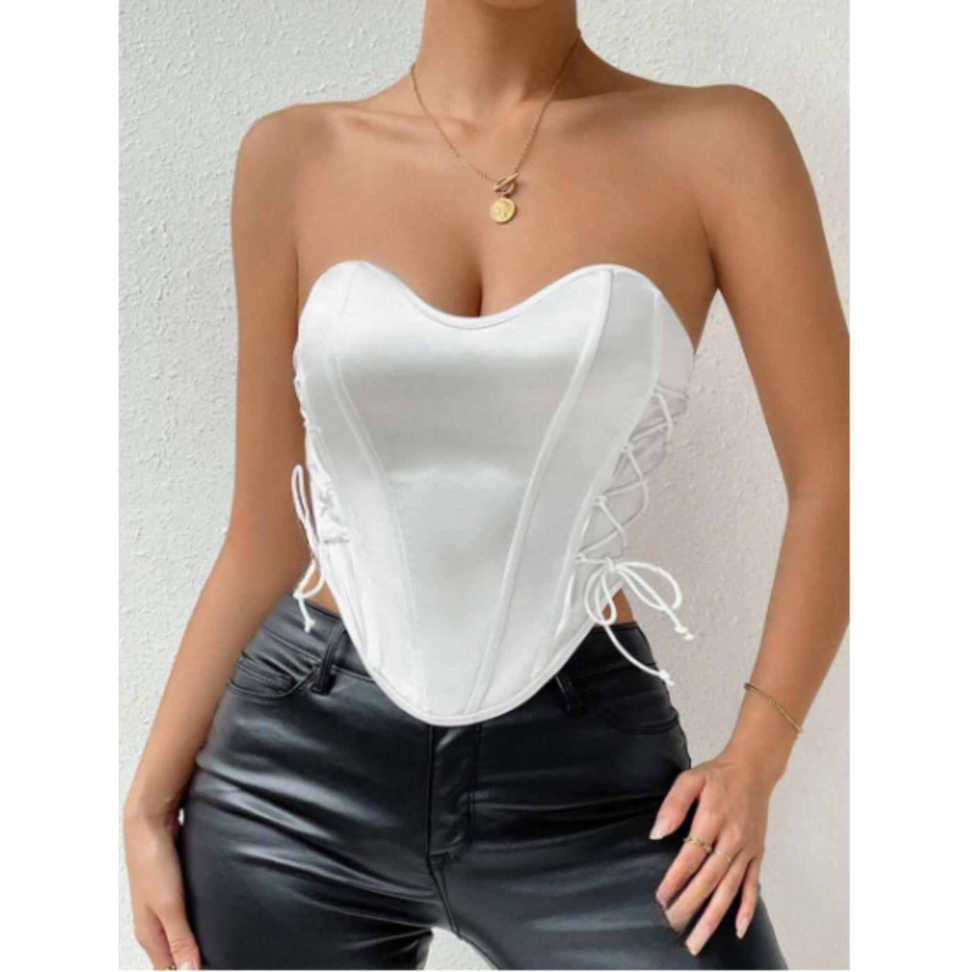 Top Strapless Mujer Corsét Sujetador Satin Moda 9005-1