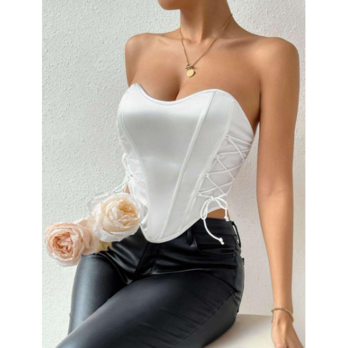 Top Strapless Mujer Corsét Sujetador Satin Moda 9005-2