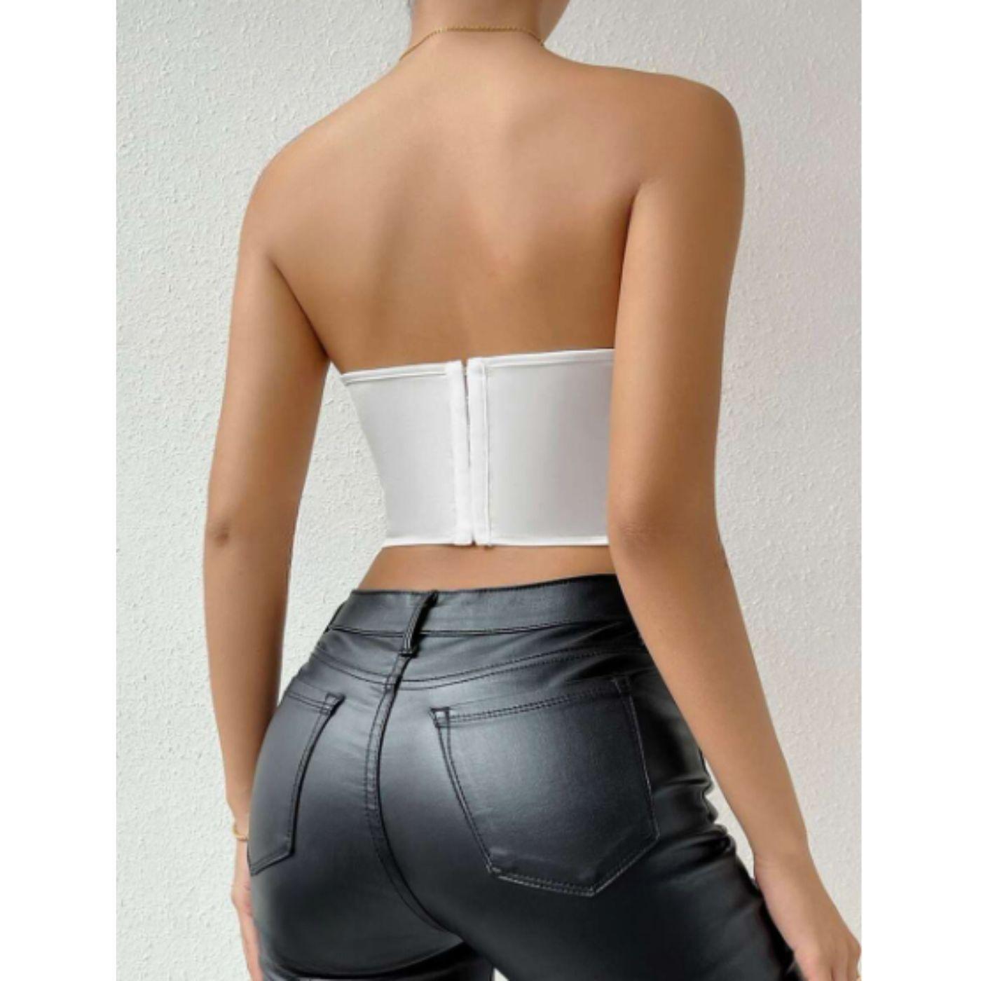 Top Strapless Mujer Corsét Sujetador Satin Moda 9005-3