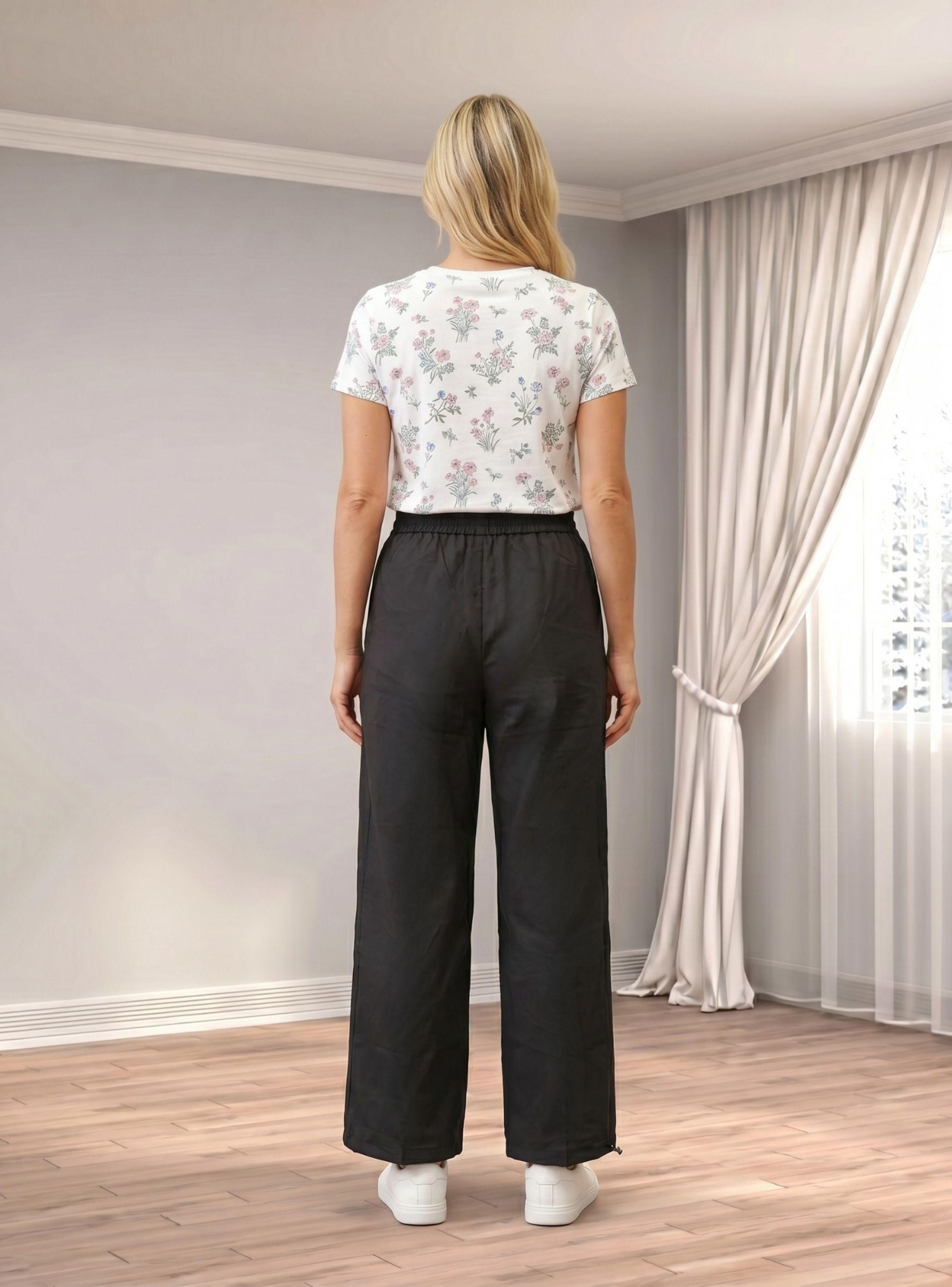 Pantalón Buzo Mujer Recto Puño Ajustable Colores Líneas 3698-2