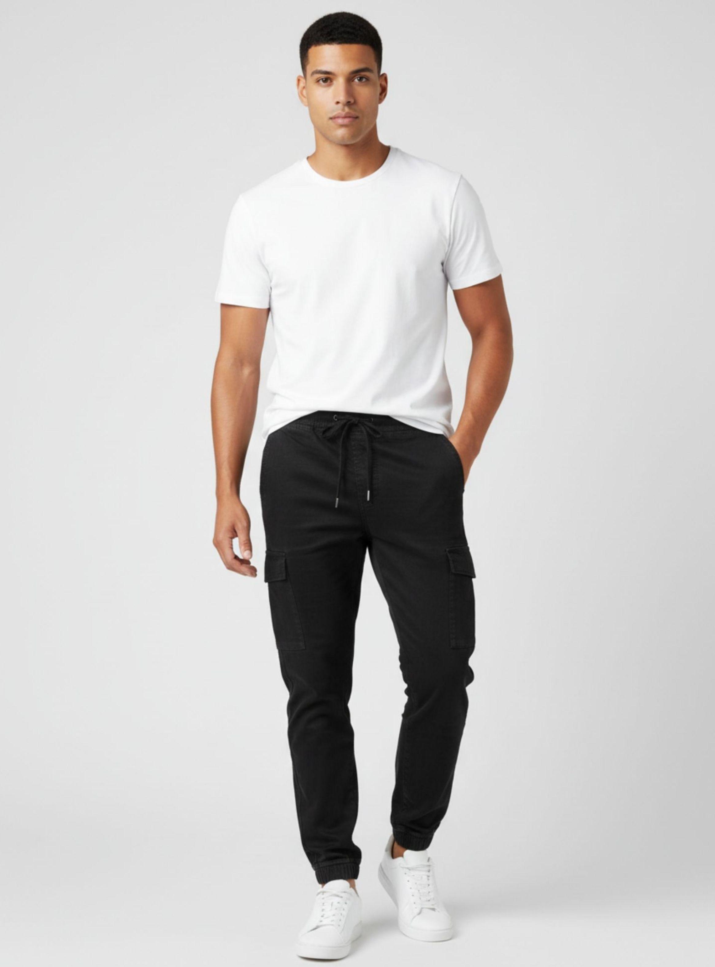 Pantalon Hombre Juvenil Ajustable Elasticado Con Puño Bolsillos Cargo A501-0