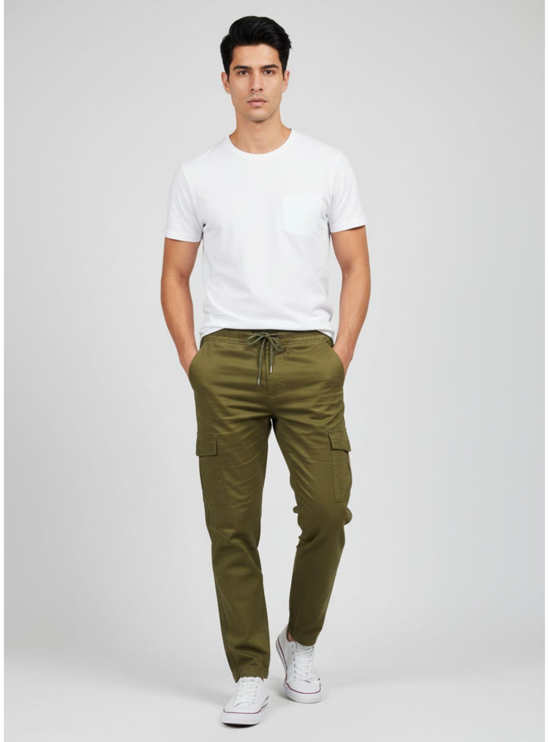 Pantalon Hombre Juvenil Ajustable Elasticado Con Puño Bolsillos Cargo A501-0