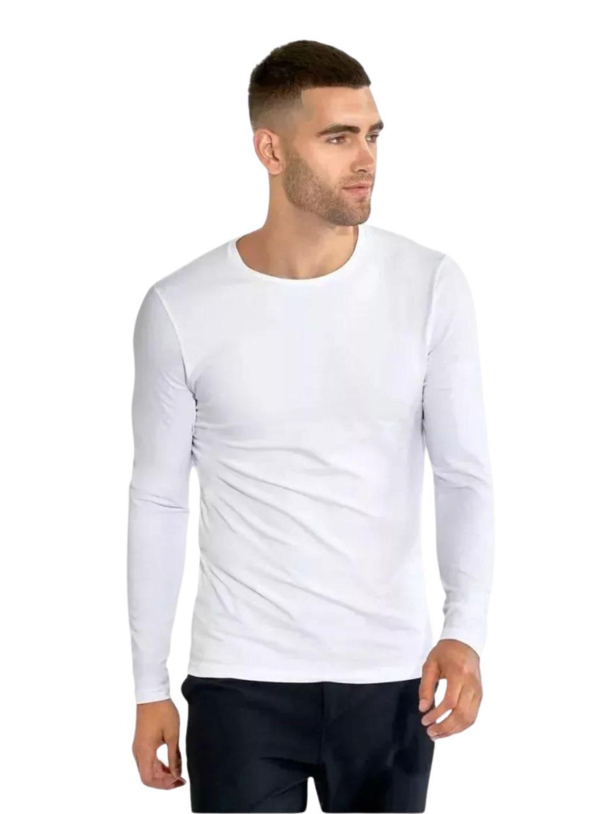 Camiseta Manga Larga Algodón Negra Gris Blanco Adulto 11-0