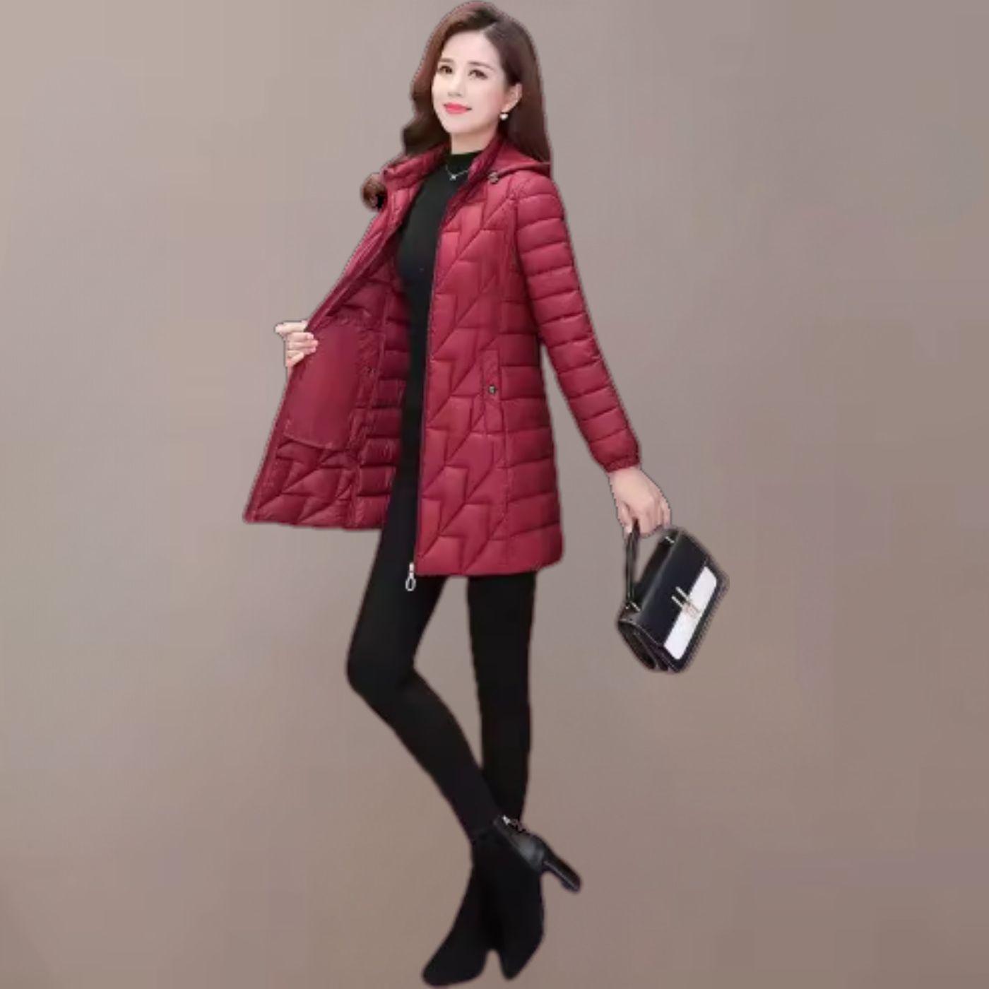 Chaqueta Mujer Parka Impermeable Premium Larga Gorro 2021-1