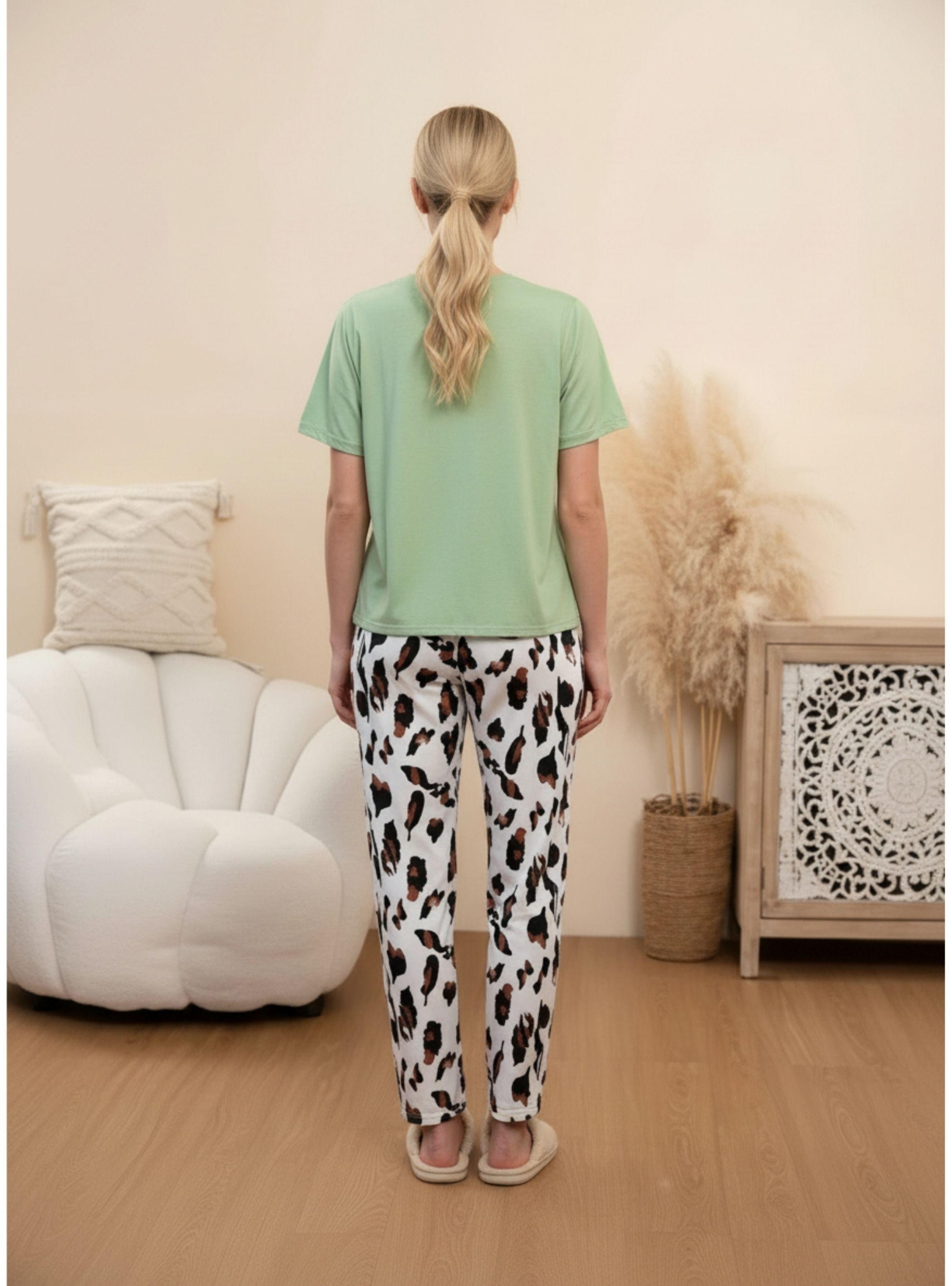 Conjunto 3 piezas Pijama Mujer Verano Short, Pantalón y Polera Manga Corta 100-1