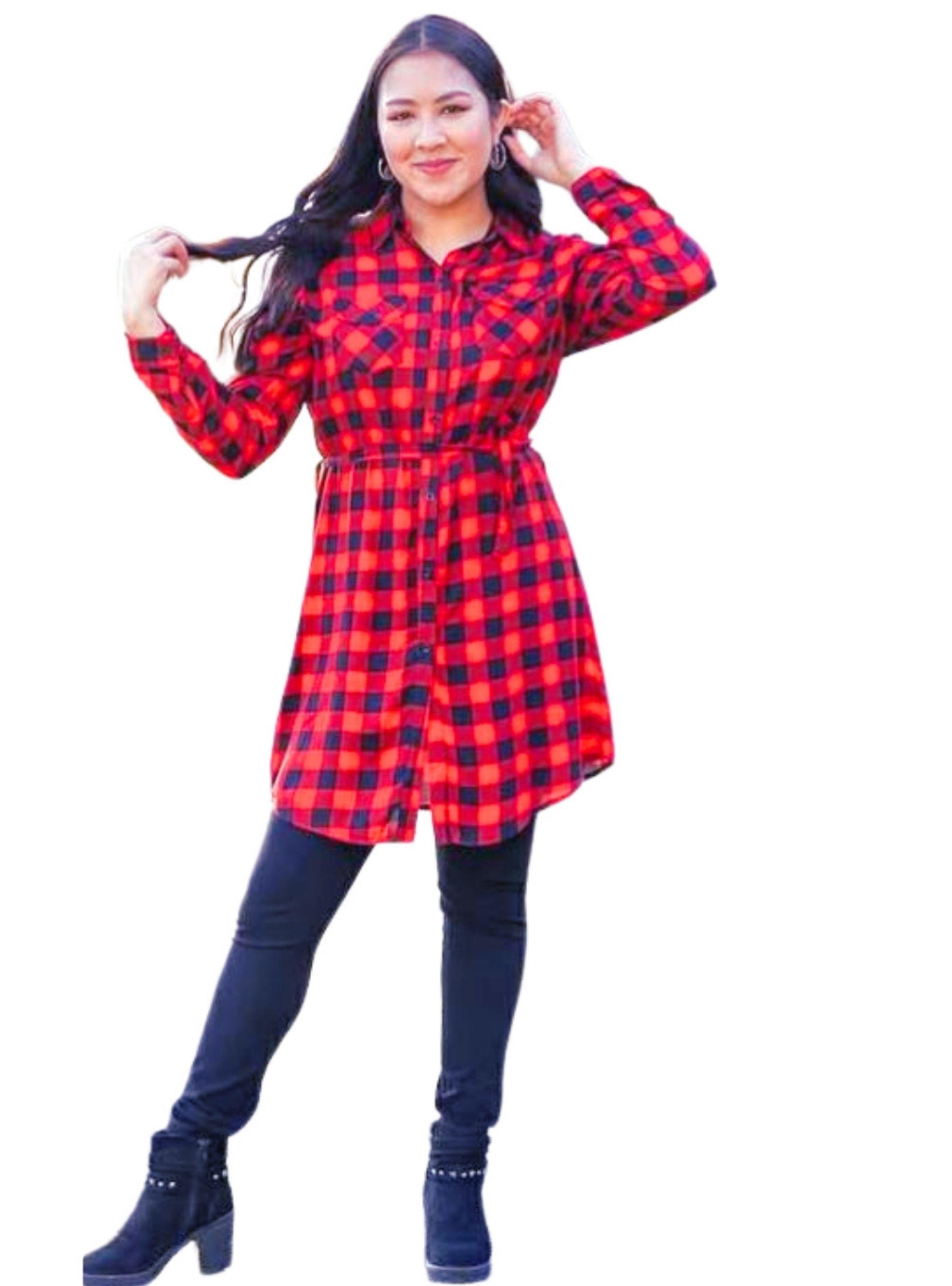 Vestido Corto Leñadora Mujer Blusón Manga Larga Botones 1656-0