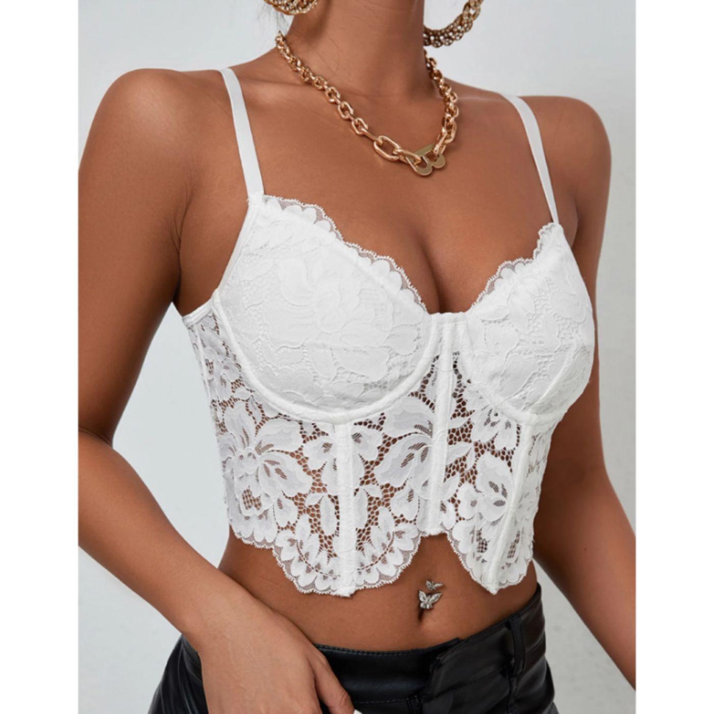 Top Tirantes Mujer Corsét Sujetador Sexy Encaje Moda 9004-1