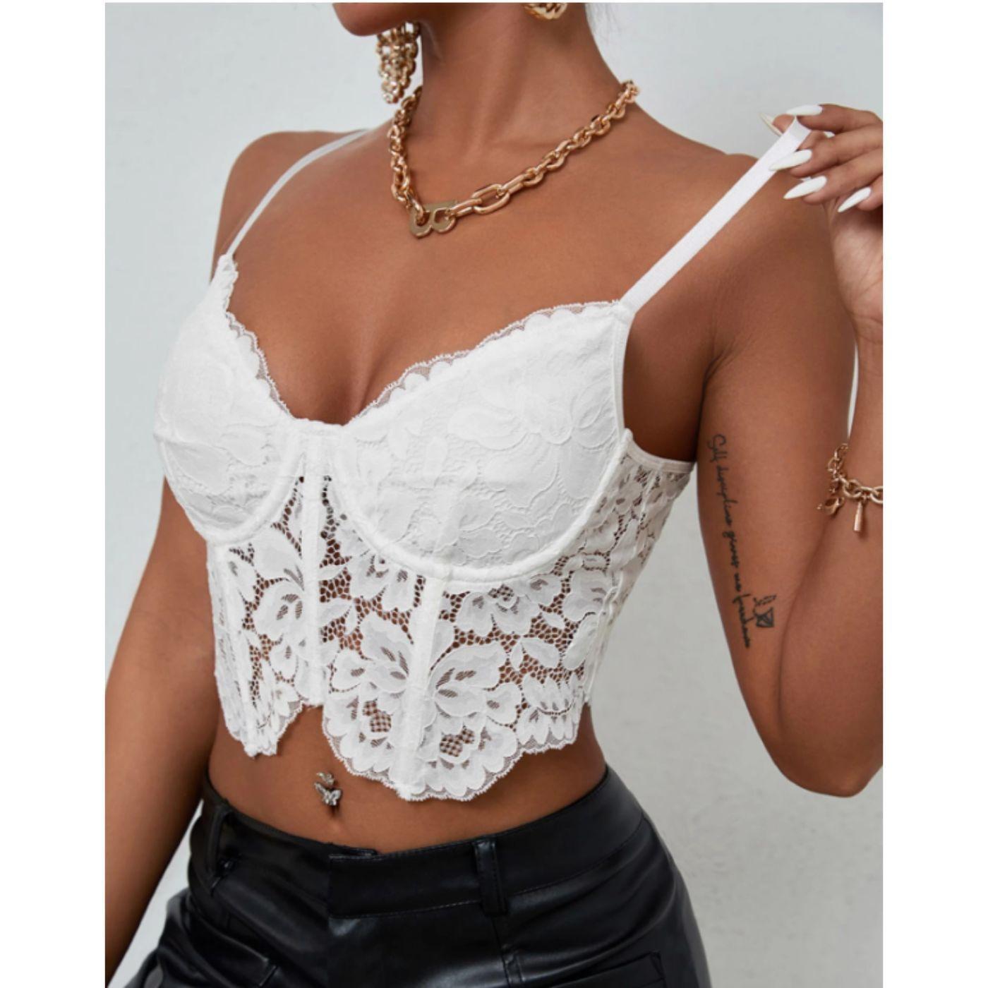 Top Tirantes Mujer Corsét Sujetador Sexy Encaje Moda 9004-2