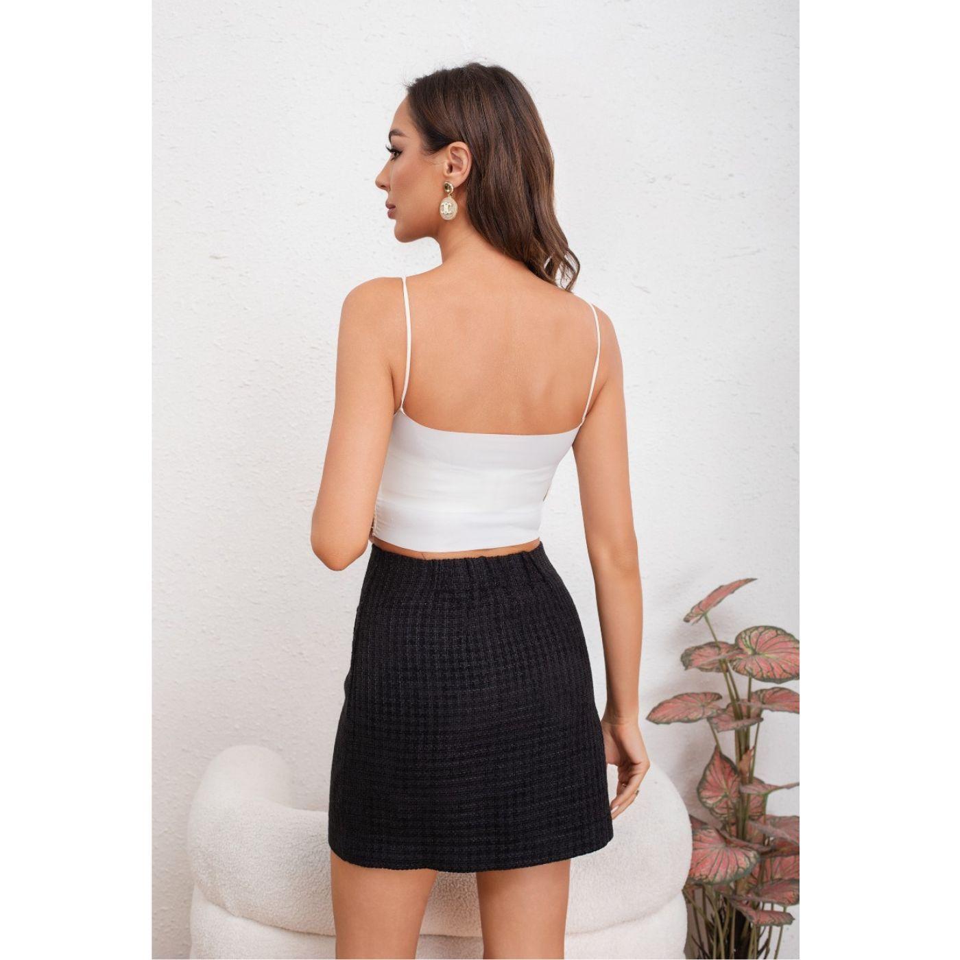 Mini Falda Corta Mujer Casual Tiro Alto Tipo Tweed 0119-2