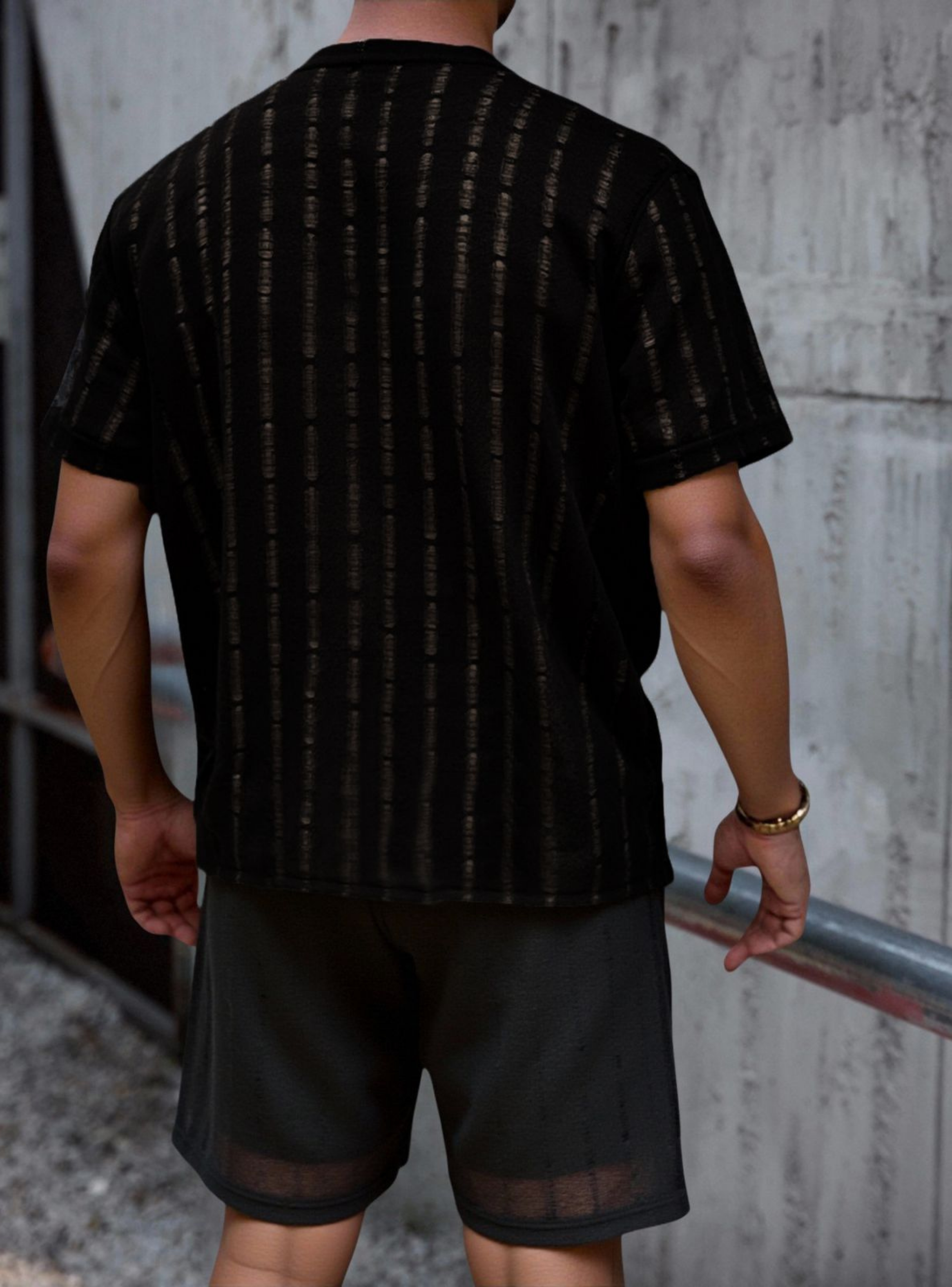 Conjunto Hombre Short y Polera Texturado Tendencia Botones 6263-2