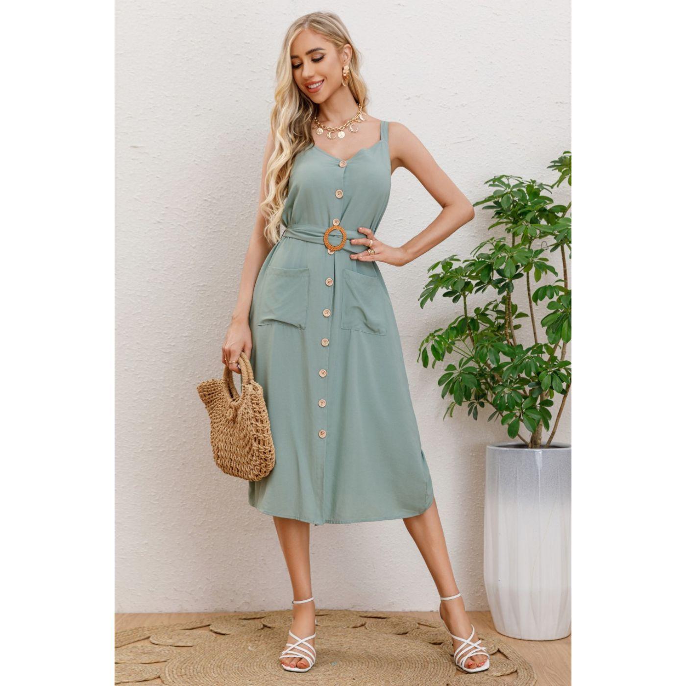 Vestido Largo Primavera Mujer Semi Formal, Casual Botones Premium 337-2