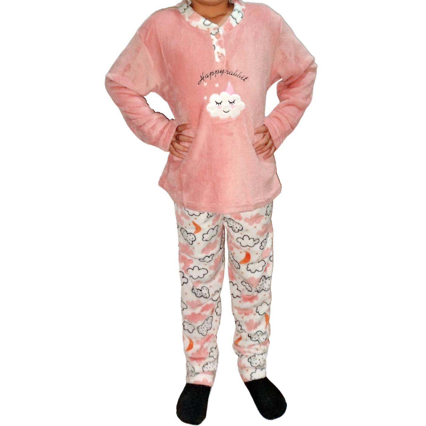 Pijama Polar Niñas Diseños Nube y Colores Invierno 476-3