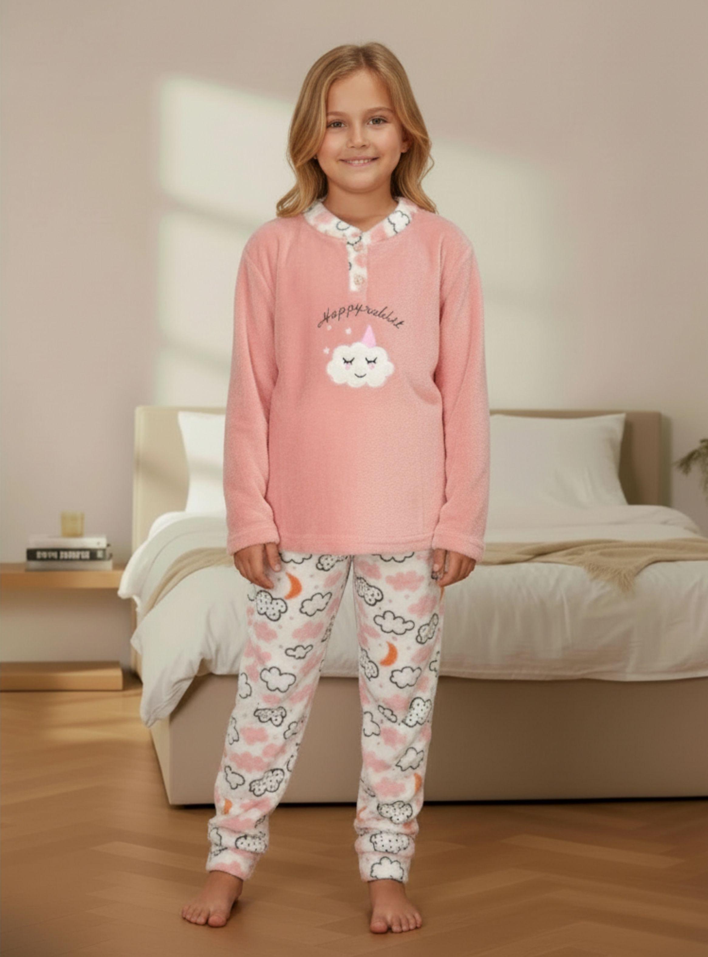 Pijama Polar Niñas Diseños Nube y Colores Invierno 476-0
