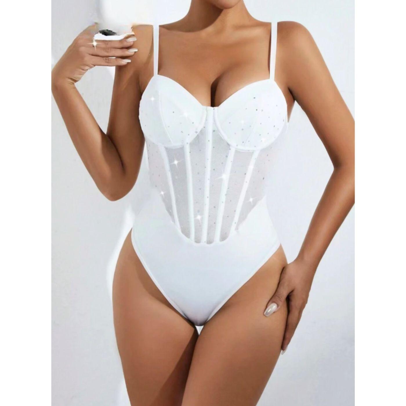 Body Mujer Tirantes Tipo Corsét Sujetador Sexy Brillos Moda 9008-0