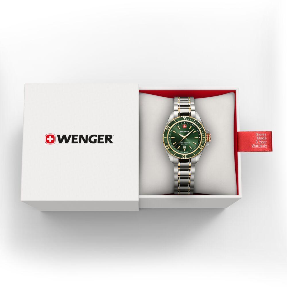 Reloj Executive correa acero dial verde Wenger-2