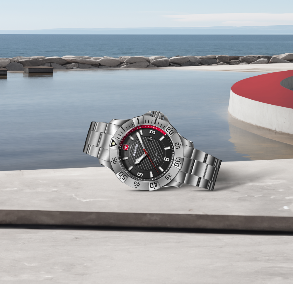 Reloj Seaforce correa acero inox, dial negro 43 mm Wenger-3