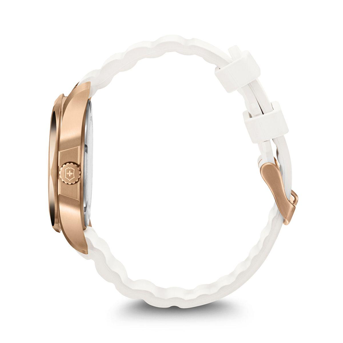 Reloj I.N.O.X. V dial blanco, correa caucho blanco, detalles dorados.-2