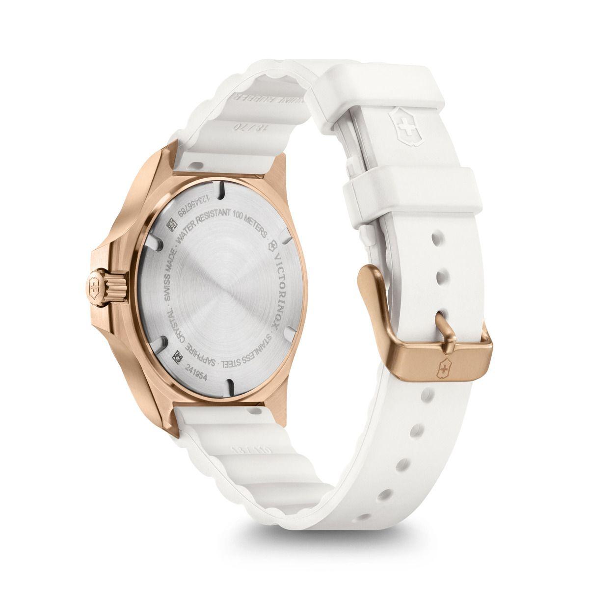 Reloj I.N.O.X. V dial blanco, correa caucho blanco, detalles dorados.-3