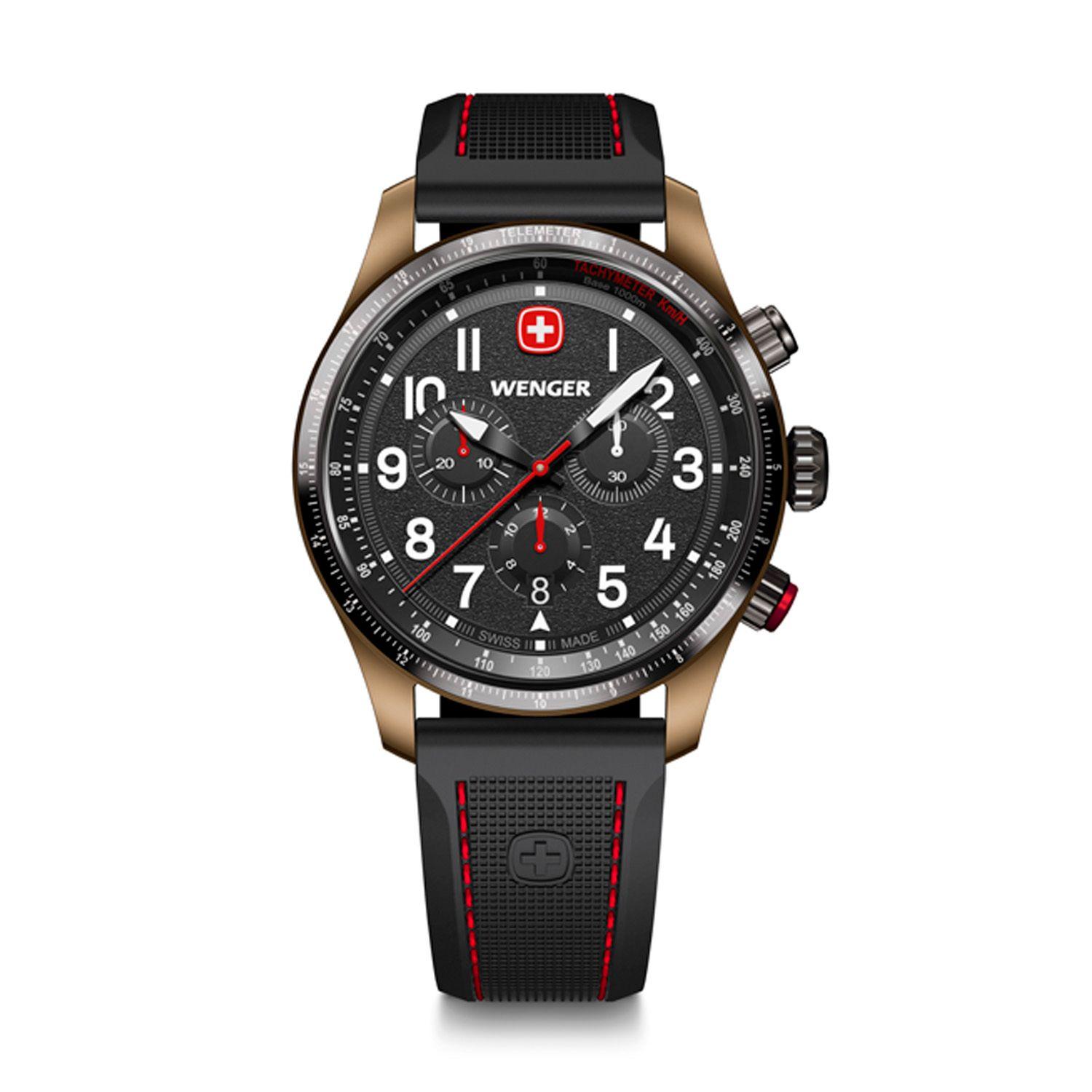 Terragraph Chrono negro/blanco correa de silicona Wenger-0