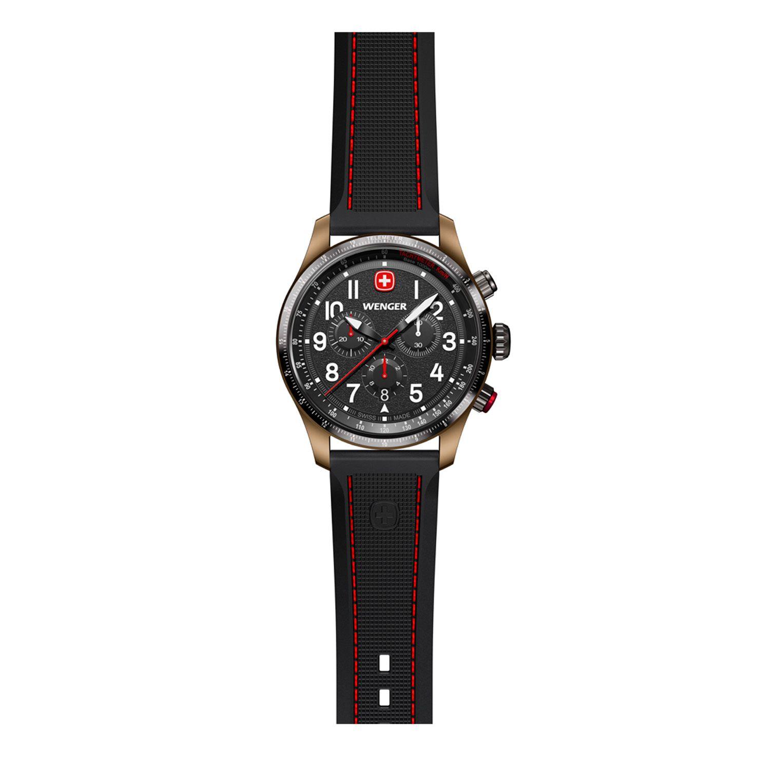 Terragraph Chrono negro/blanco correa de silicona Wenger-1