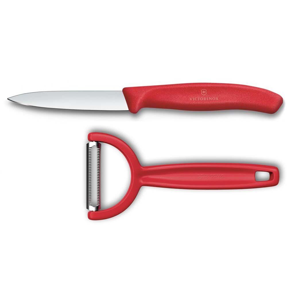 Cuchillo mondador Swiss Classic con pelador Y 2 pzs rojo Victorinox-1