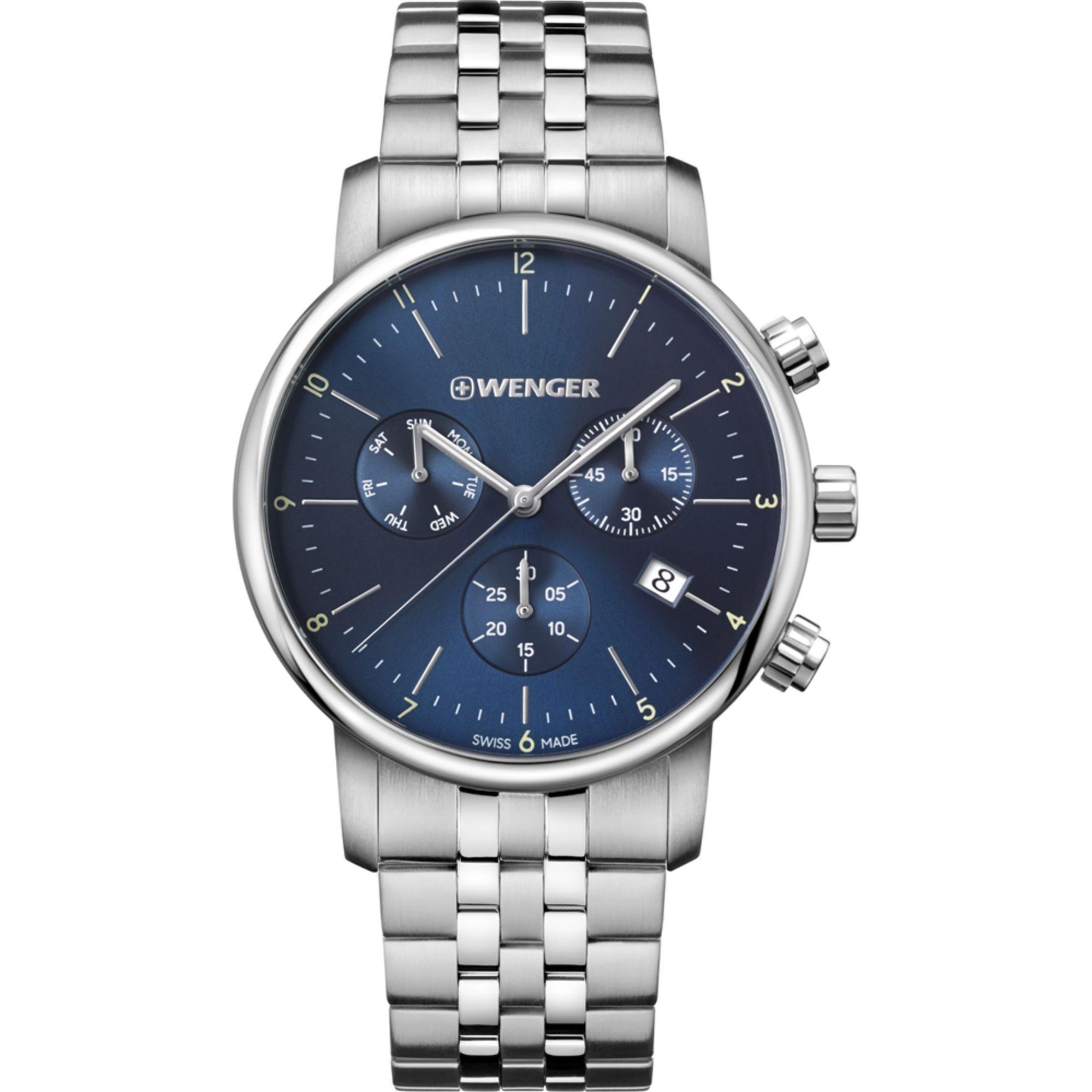 Reloj Urban Classic Chrono correa inox azul Wenger-0