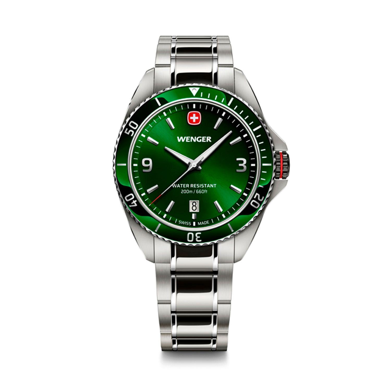 Reloj Executive verde correa de acero Wenger-0