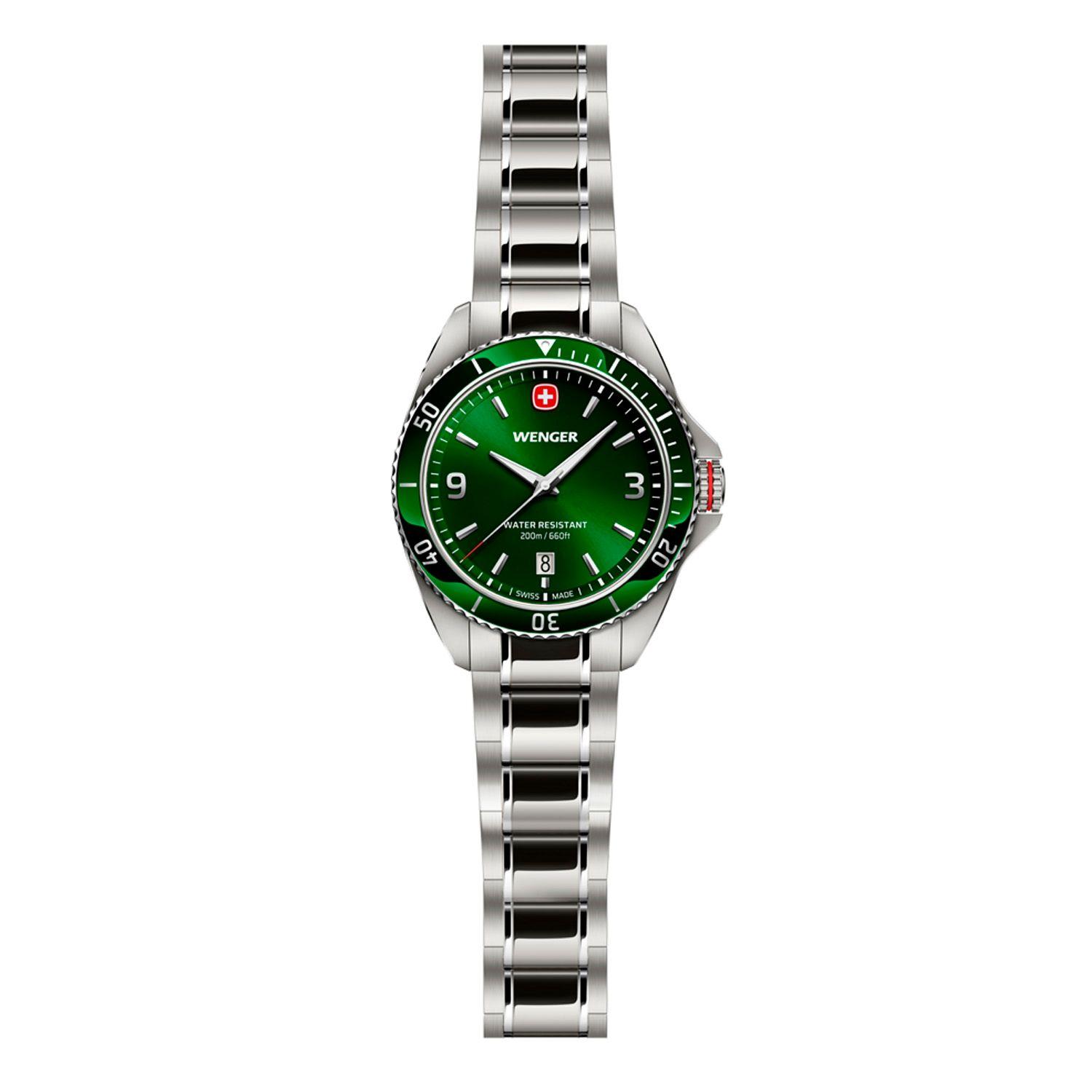 Reloj Executive verde correa de acero Wenger-1