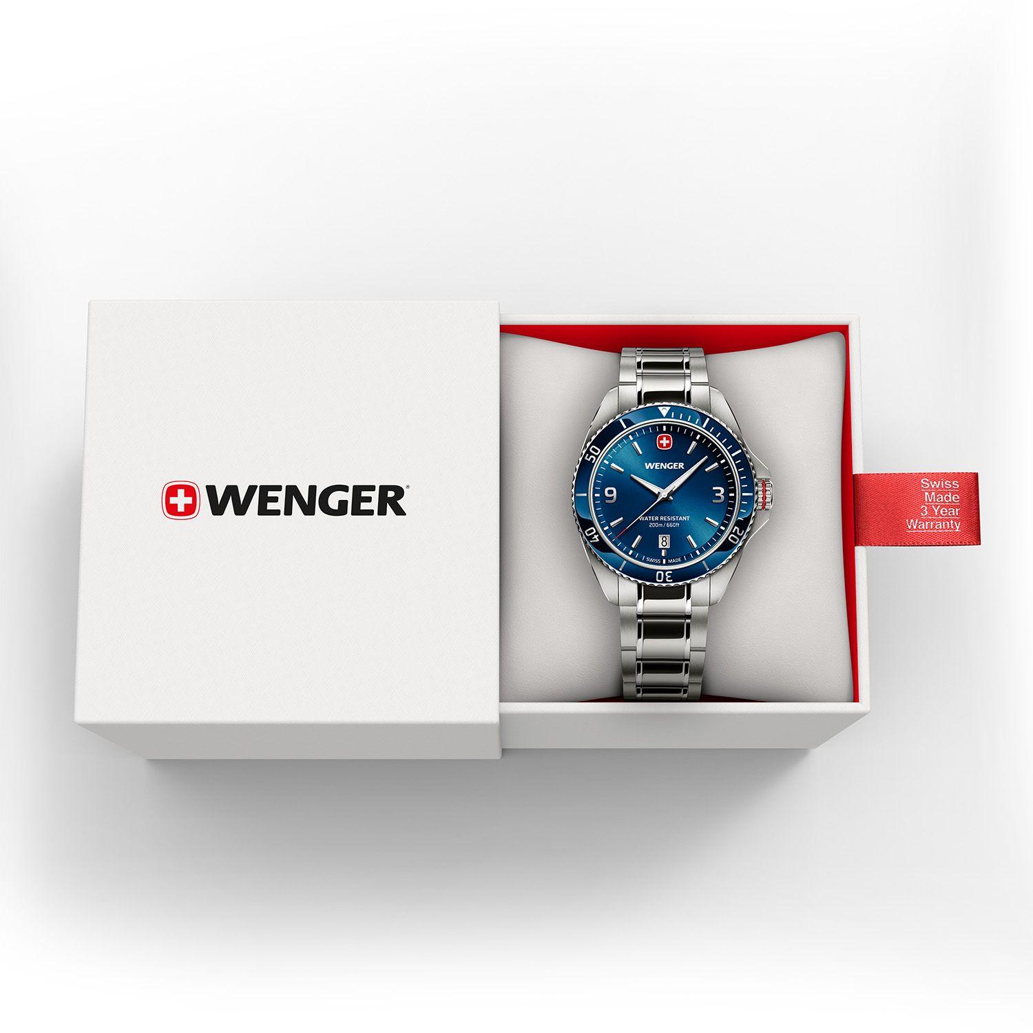 Reloj Executive azul correa de acero Wenger-3