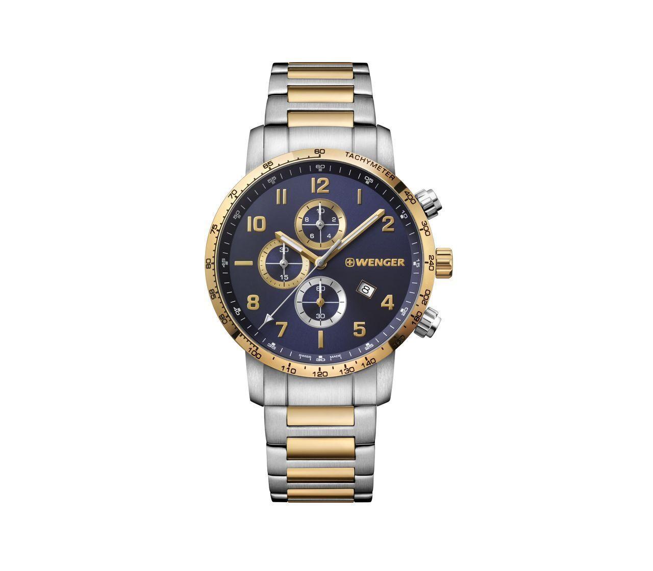 Reloj Attitude Chrono inox biselada, azul Wenger-0