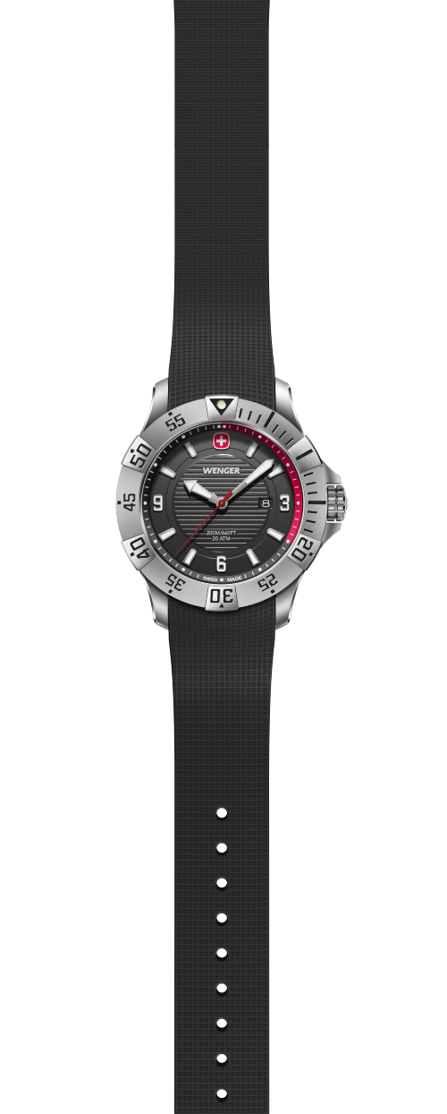 Reloj Seaforce correa silicona, dial negro 43 mm Wenger-3